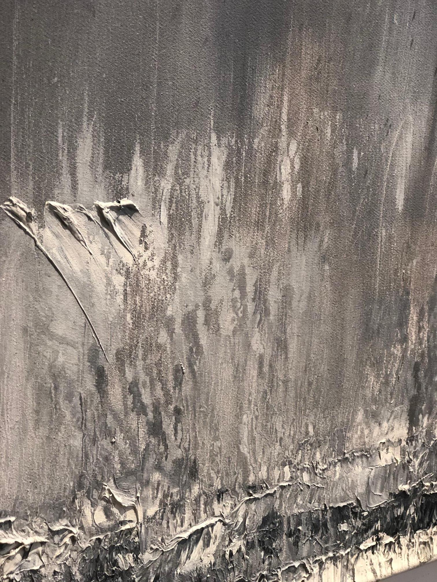 Metaebene XX - zeitgenössisches expressionistisches abstraktes Gemälde in Grau, Weiß und Blau von Metaebene (Abstrakter Expressionismus), Painting, von Willi Bucher