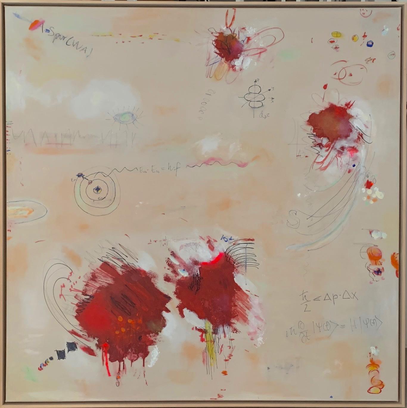 Quantum World - contemporary abstract artwork, playful homage to Cy Twombly 