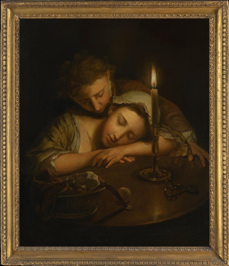 <i>Lovers by Candlelight</i>, 18th century, by Philippe Mercier, offered by Classicartworks Stockholm AB