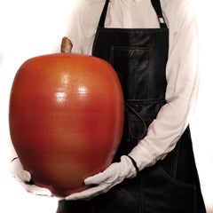 Big Red Apple Sculpture in Stoneware by Kjell Janson, Free Express Delivery 
