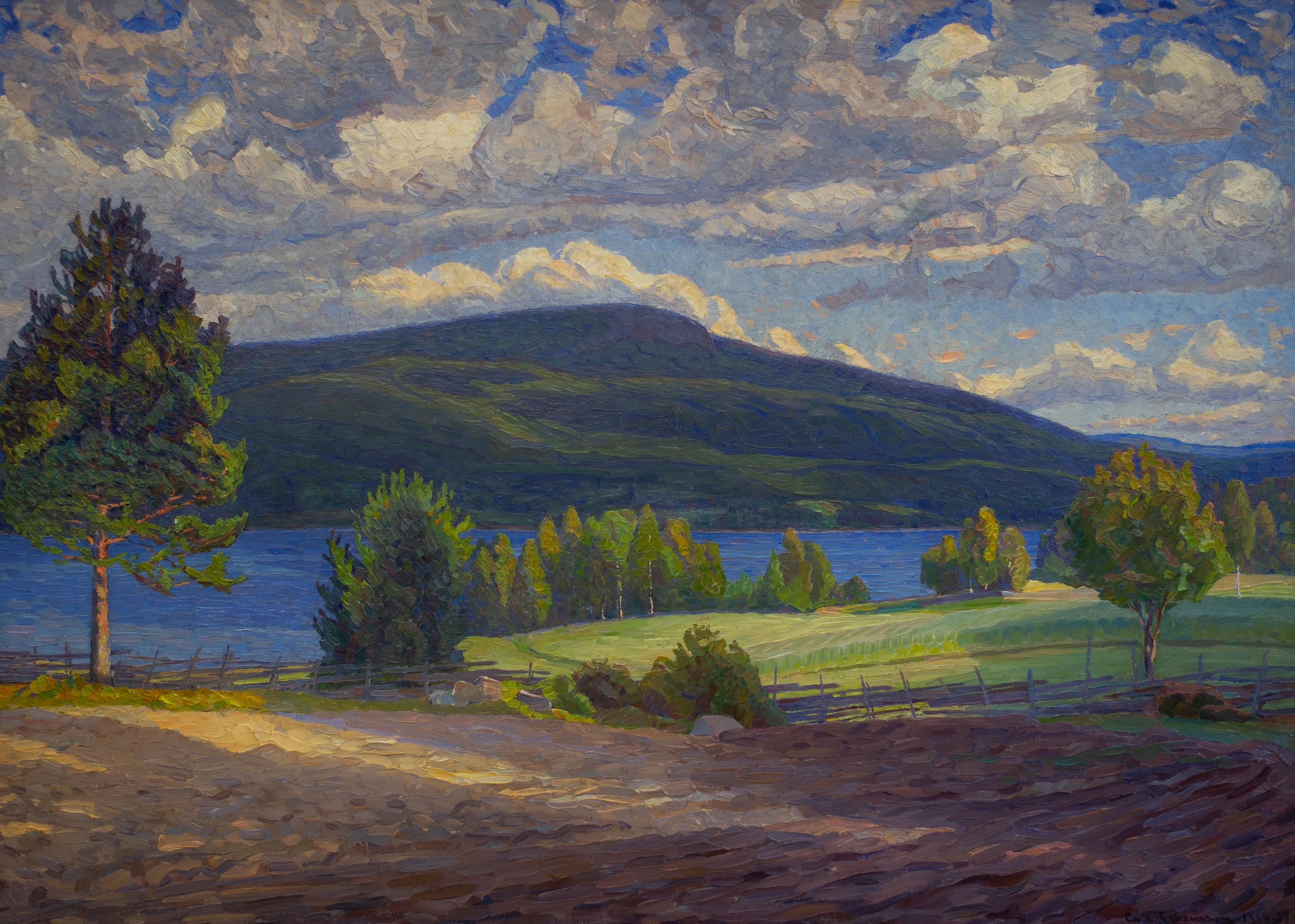 Summer Landscape From Sweden by Carl Johansson, Painted 1916, Oil on Canvas  - Painting by Carl Johansson 