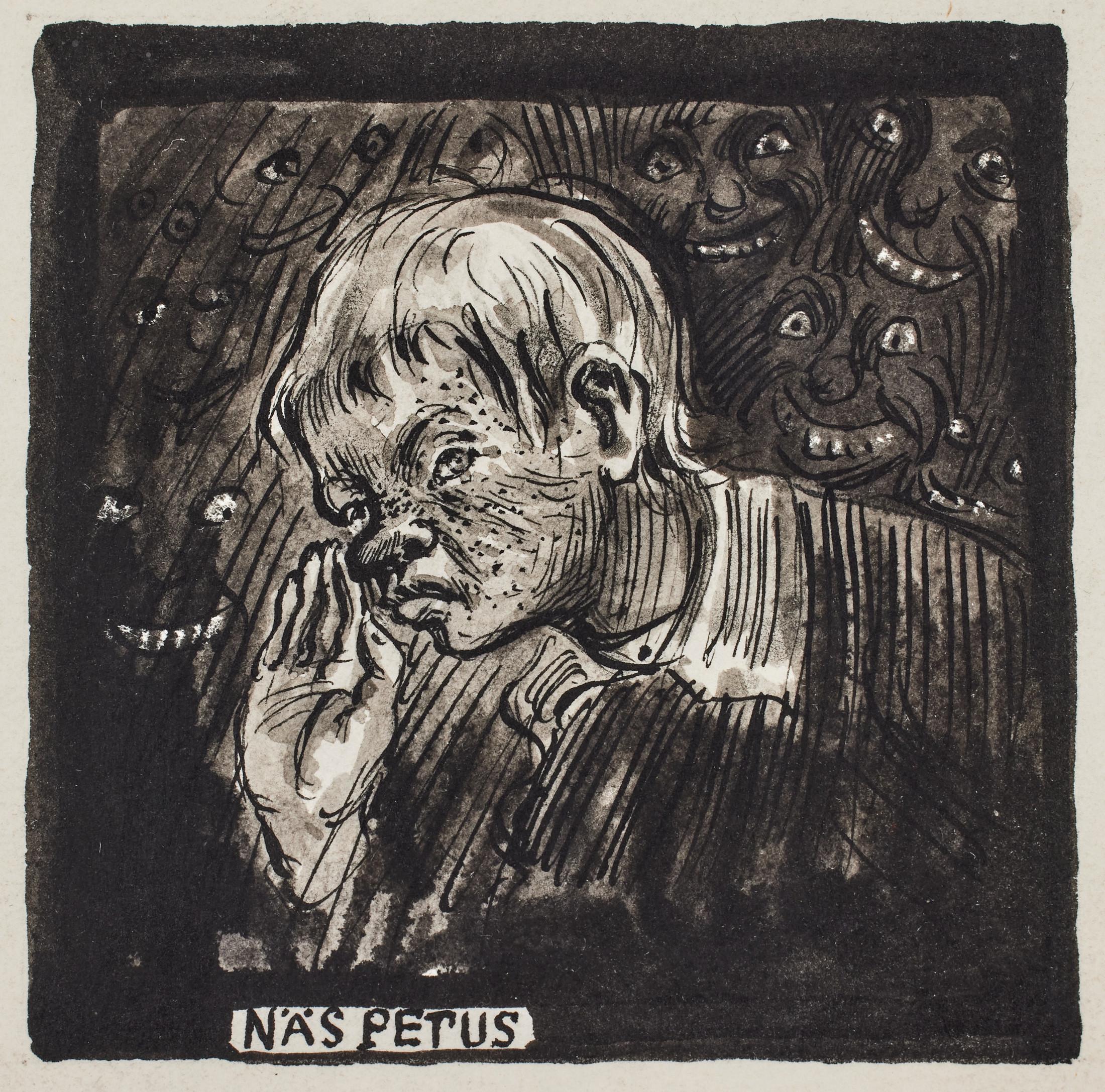 J.A.G. (JOHAN AXEL GUSTAF) ACKE.  Portrait - "Näspetus" from Zacharias Topelius book series "Reading for Children"