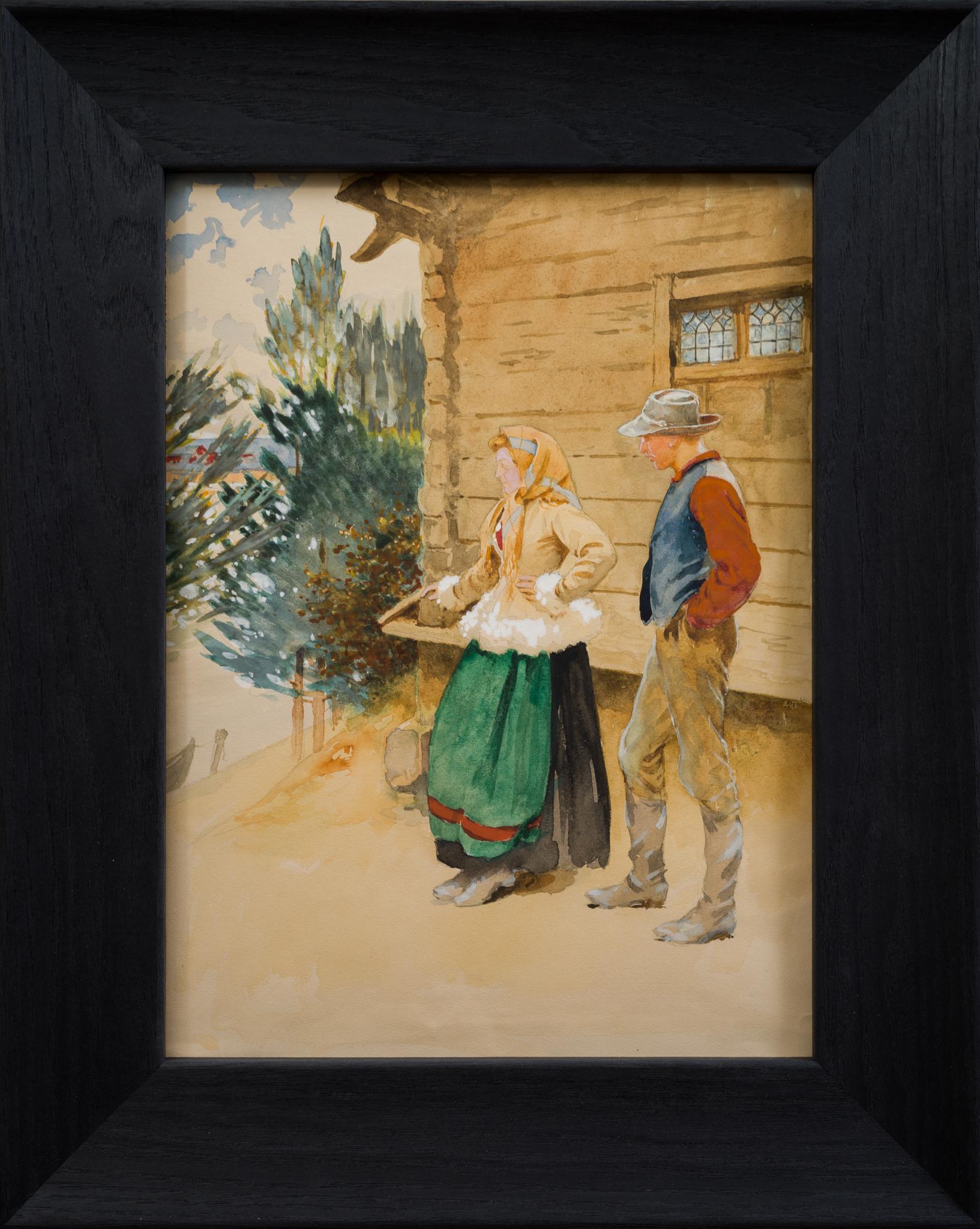 Contemplation de la sérénité rurale dans l'aquarelle de Hagborg
