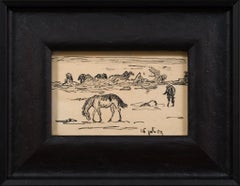 Antique Horses by the Shore, ink on paper, 1909