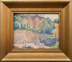 Eine farbenfrohe pointillistische Landschaft des Cliff, um 1935
