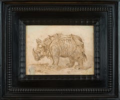 Double-Sided 1709 Drawing After Dürer – Rhinoceros & Hippopotamus