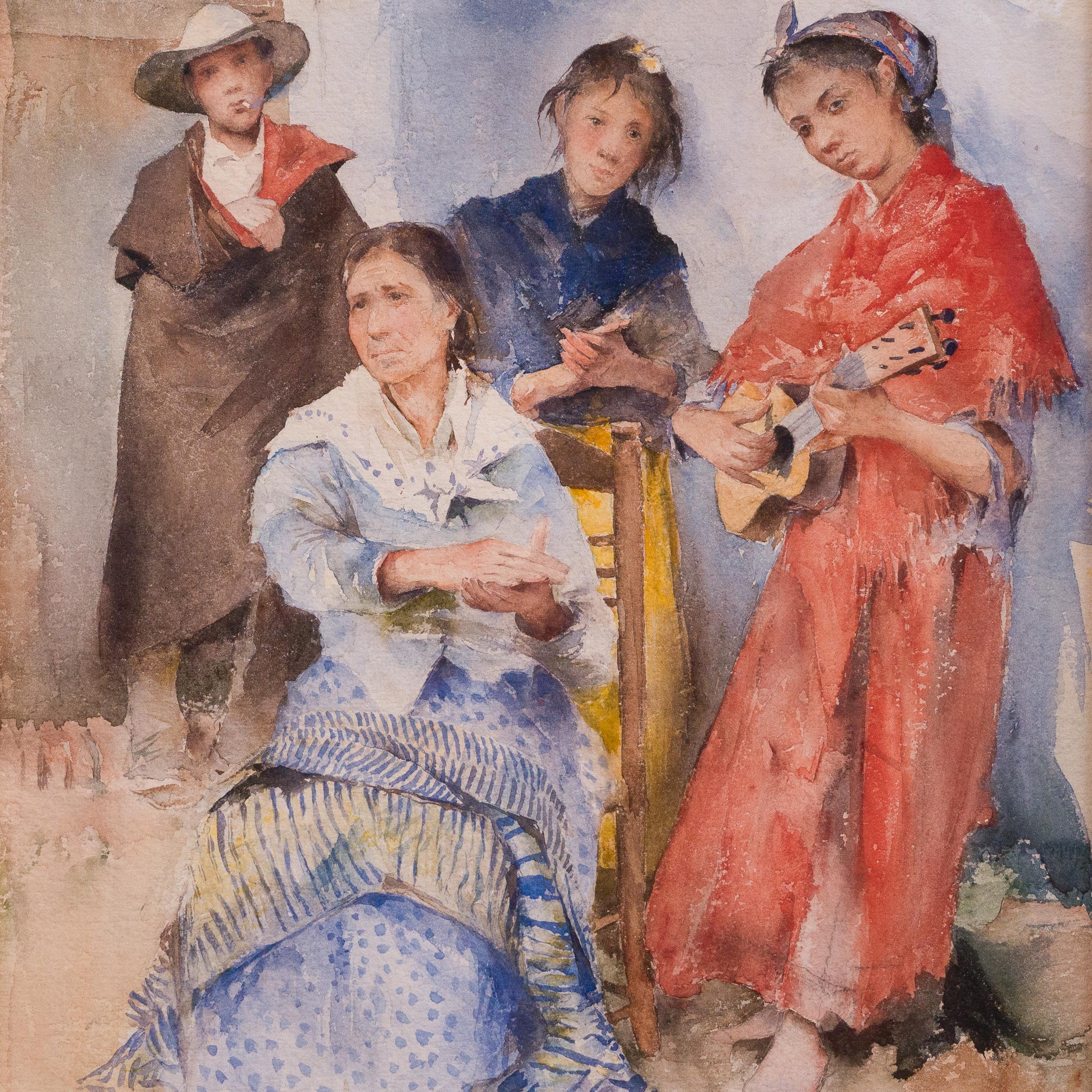 Scène de la vie quotidienne à Séville, 1893, aquarelle d'Allan Österlind en vente 4
