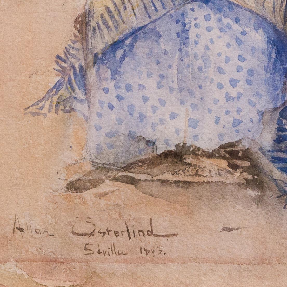Scène de la vie quotidienne à Séville, 1893, aquarelle d'Allan Österlind en vente 8