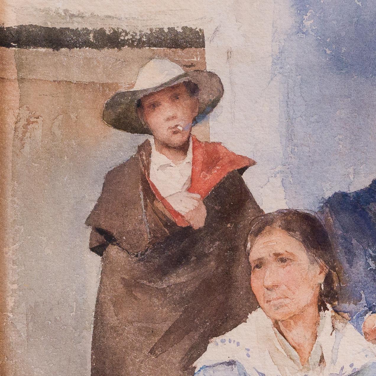 Scène de la vie quotidienne à Séville, 1893, aquarelle d'Allan Österlind en vente 5