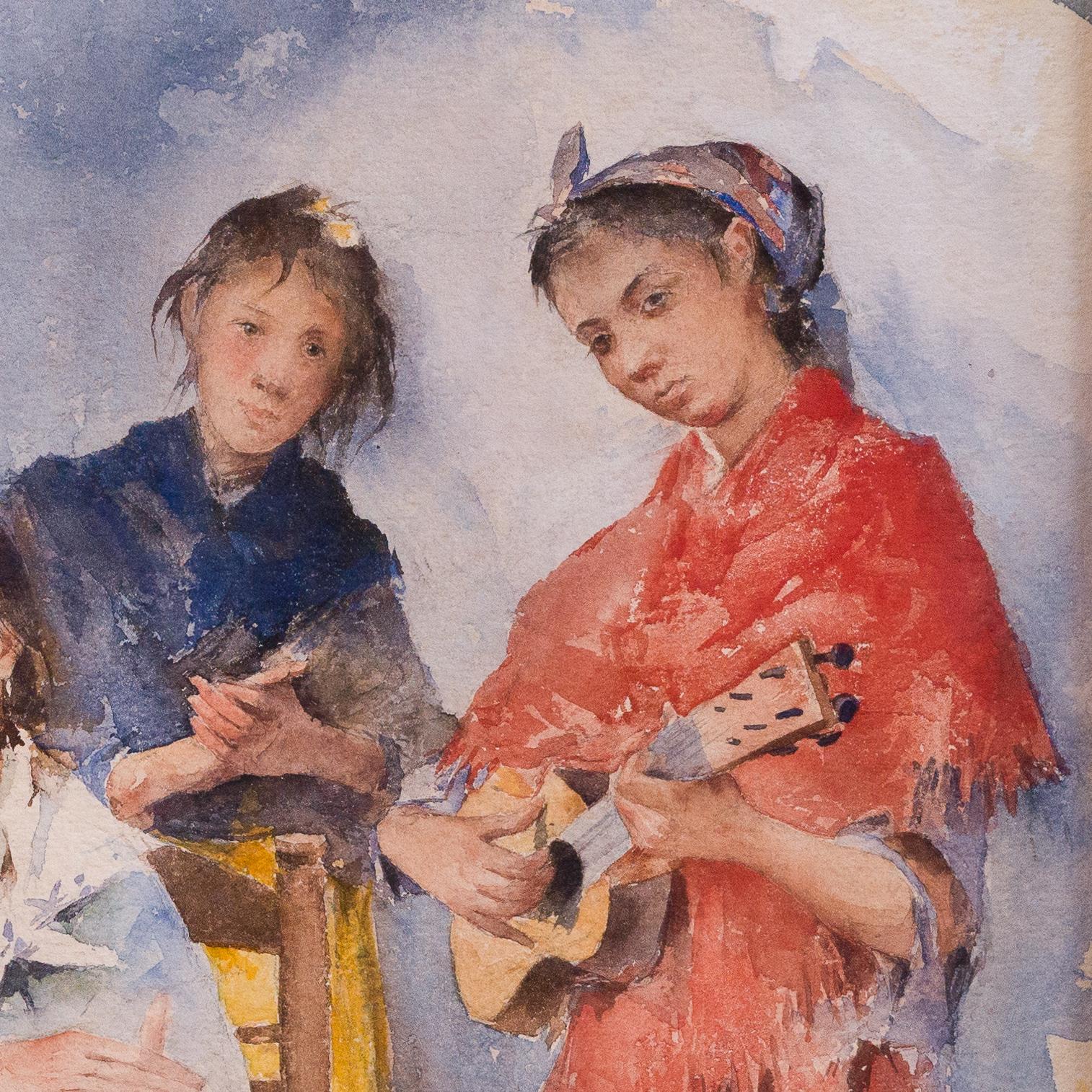 Scène de la vie quotidienne à Séville, 1893, aquarelle d'Allan Österlind en vente 6