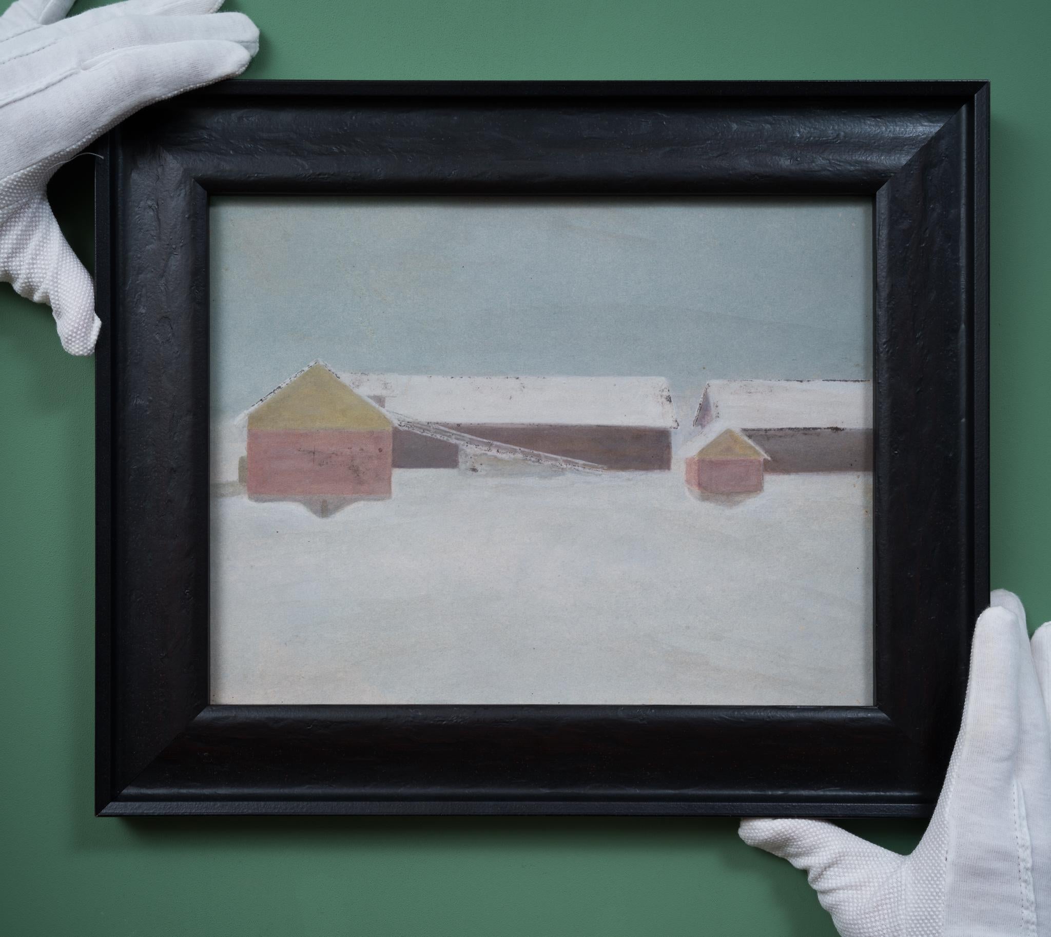 Barns Buildings at Ruds Säteri, Värmland, Sweden, 1900 - Painting by Hilding Werner