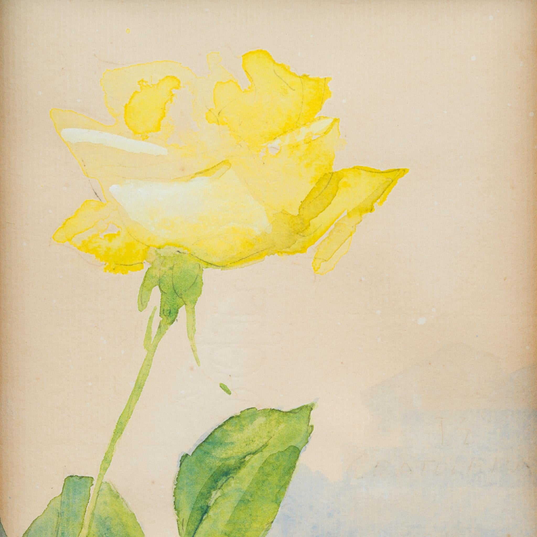 A Yellow Rose, 1917. Painted on an Envelope For Sale 3