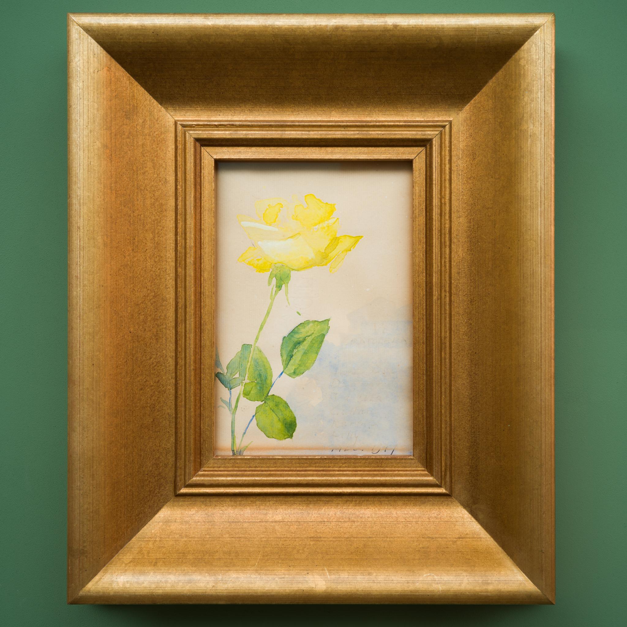 A Yellow Rose, 1917. Painted on an Envelope For Sale 2