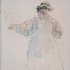 Watercolor Called Dancing Couple by Swedish Artist Carl Wilhelmson