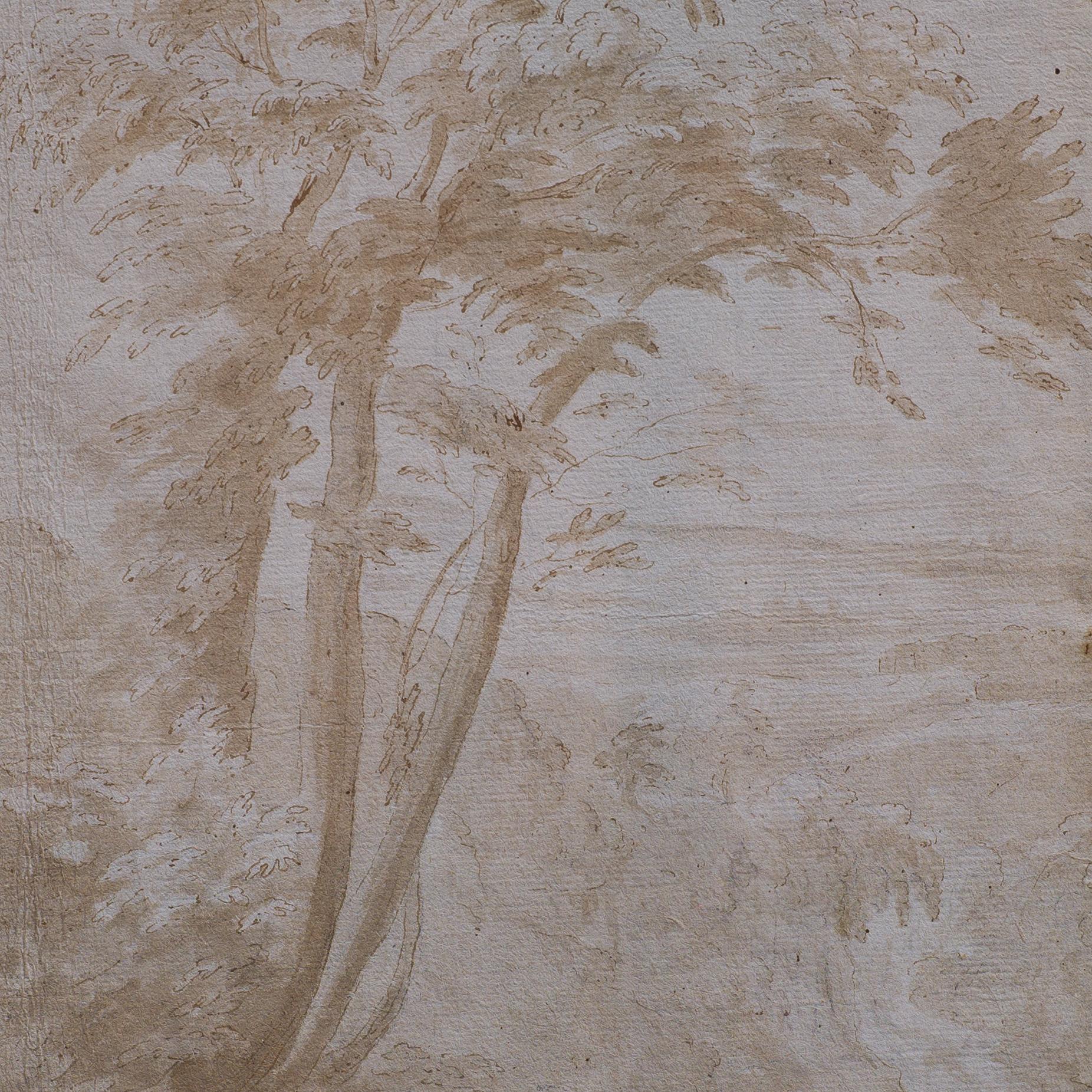 Eine umfangreiche Landschaft mit Bäumen aus der Kollektion De La Gardie und Sparre (Grau), Landscape Art, von Dutch or Flemish School