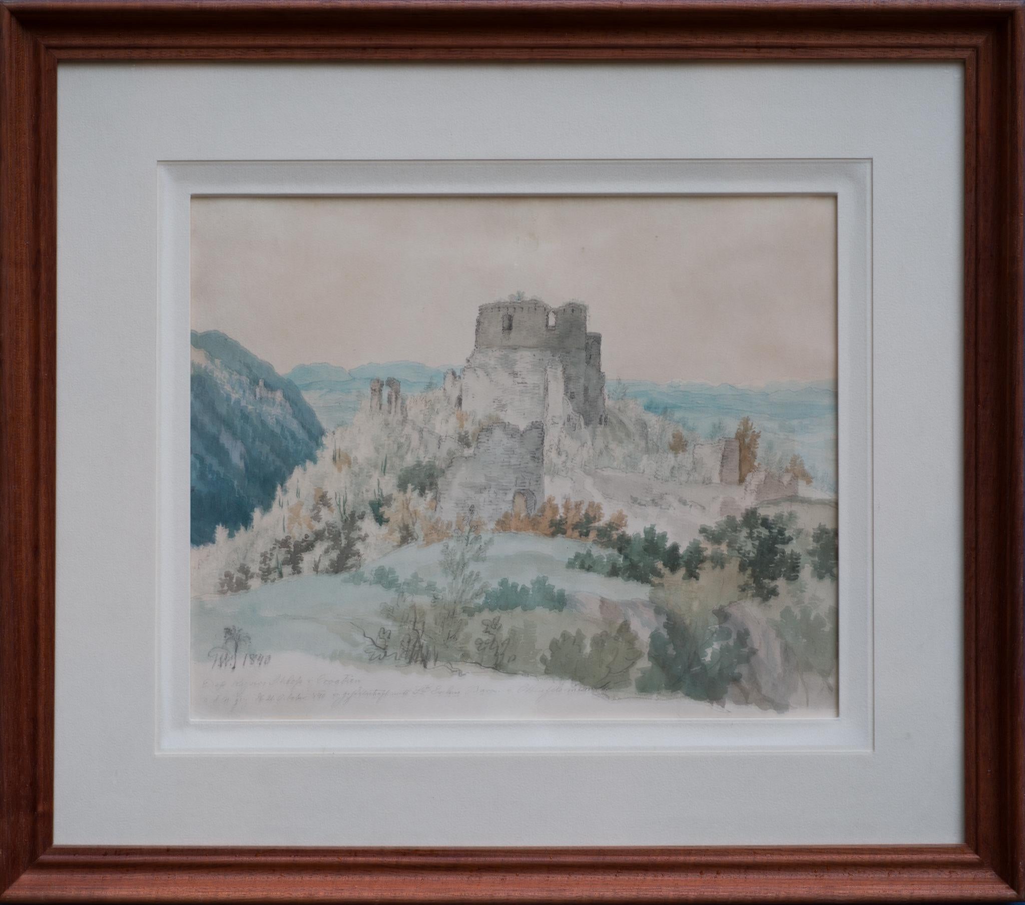 Ruins of the Imperial Castle Outside Split in Croatia - Romantic Art by Gustaf Wilhelm Palm