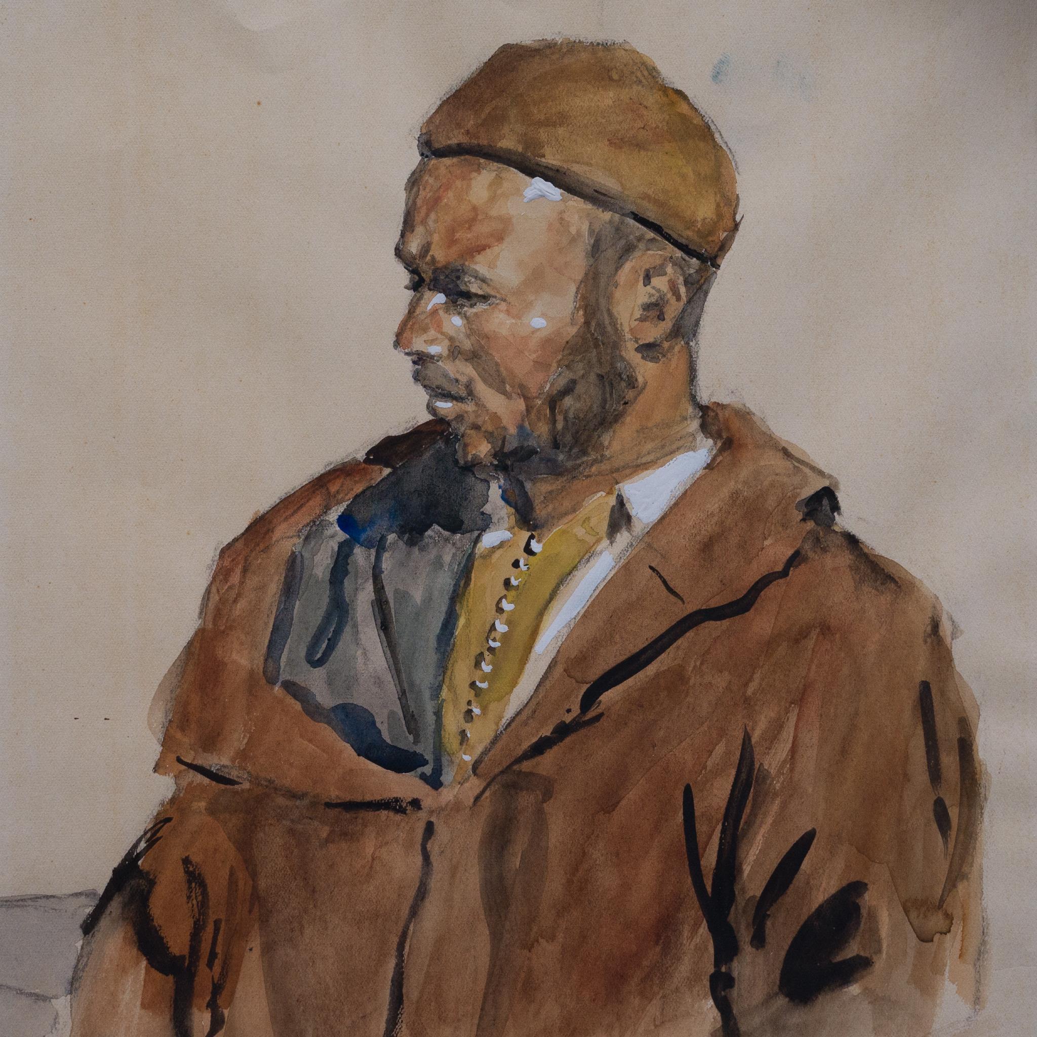 This watercolour portrait by Finnish artist Hugo Backmansson depicts an Arab man from the Rif region of Morocco. Created during Backmansson’s journey to Morocco in 1939, the work captures the essence of the Rif's cultural and ethnic identity. The