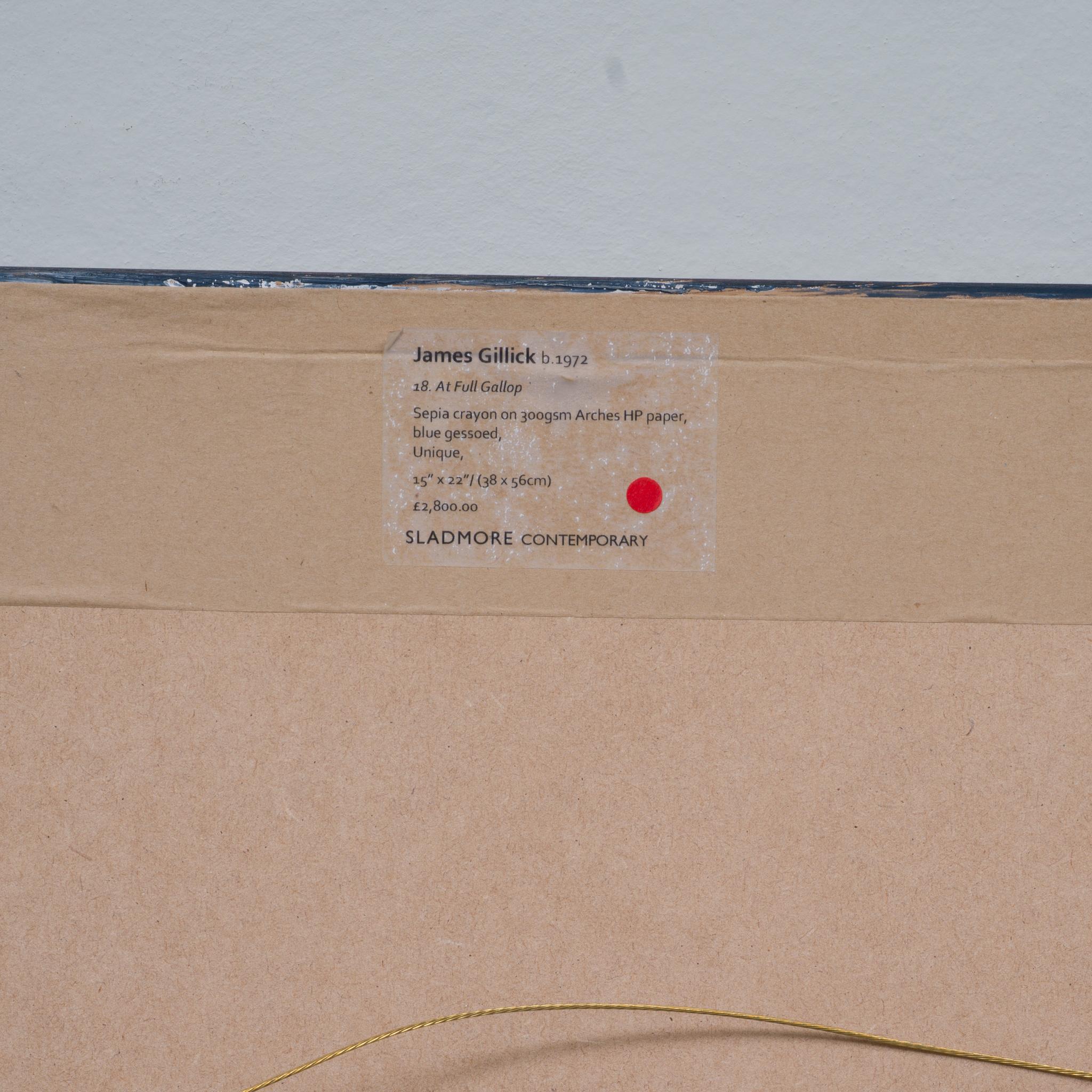 Sepia-Kreidegemälde „At Full Gallop“ des englischen Künstlers James Gillick im Angebot 5