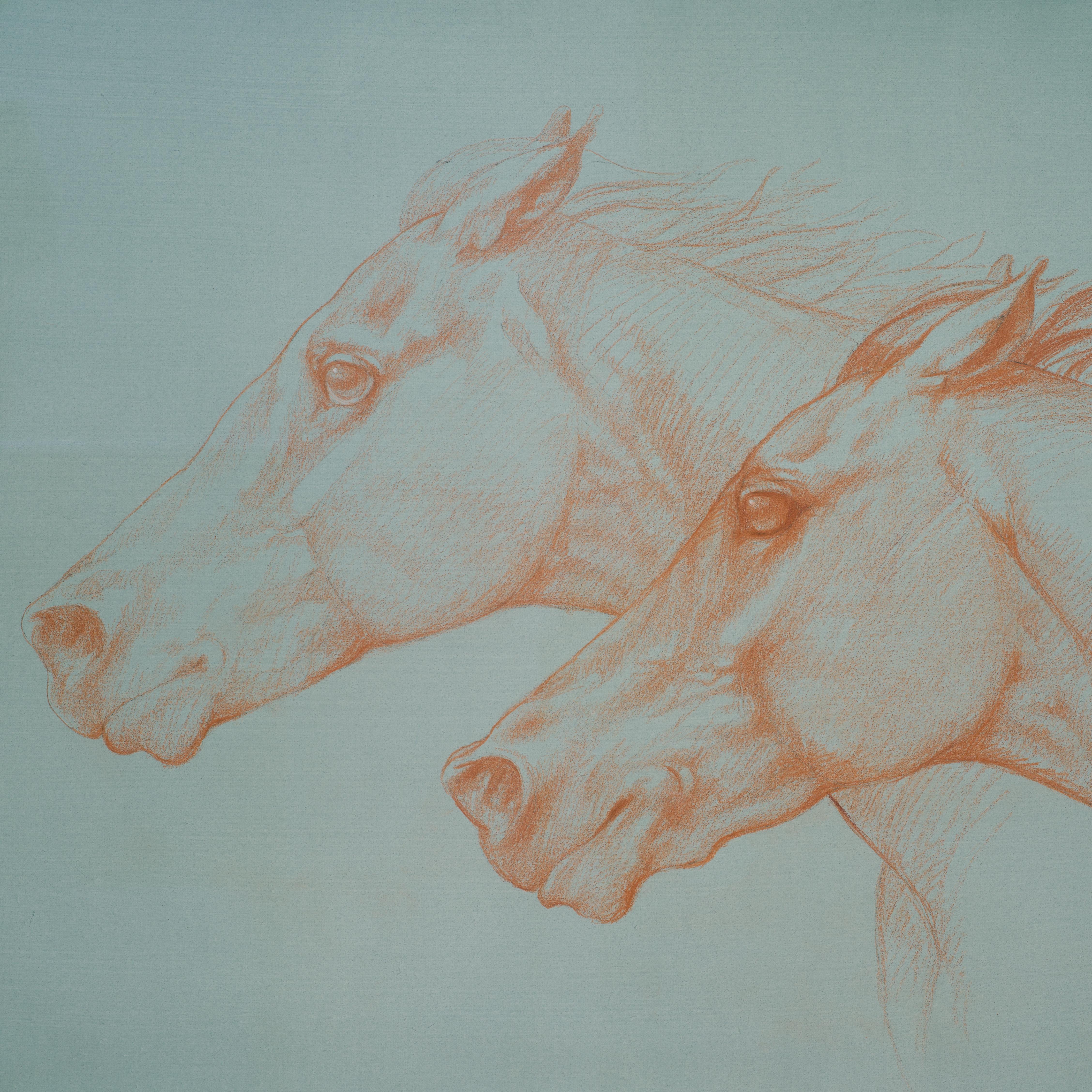 Sepia-Kreidegemälde „At Full Gallop“ des englischen Künstlers James Gillick im Angebot 1