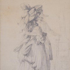 Rare on the Art Market, A Drawing by Moitte, A Fashionable Couple, 1766
