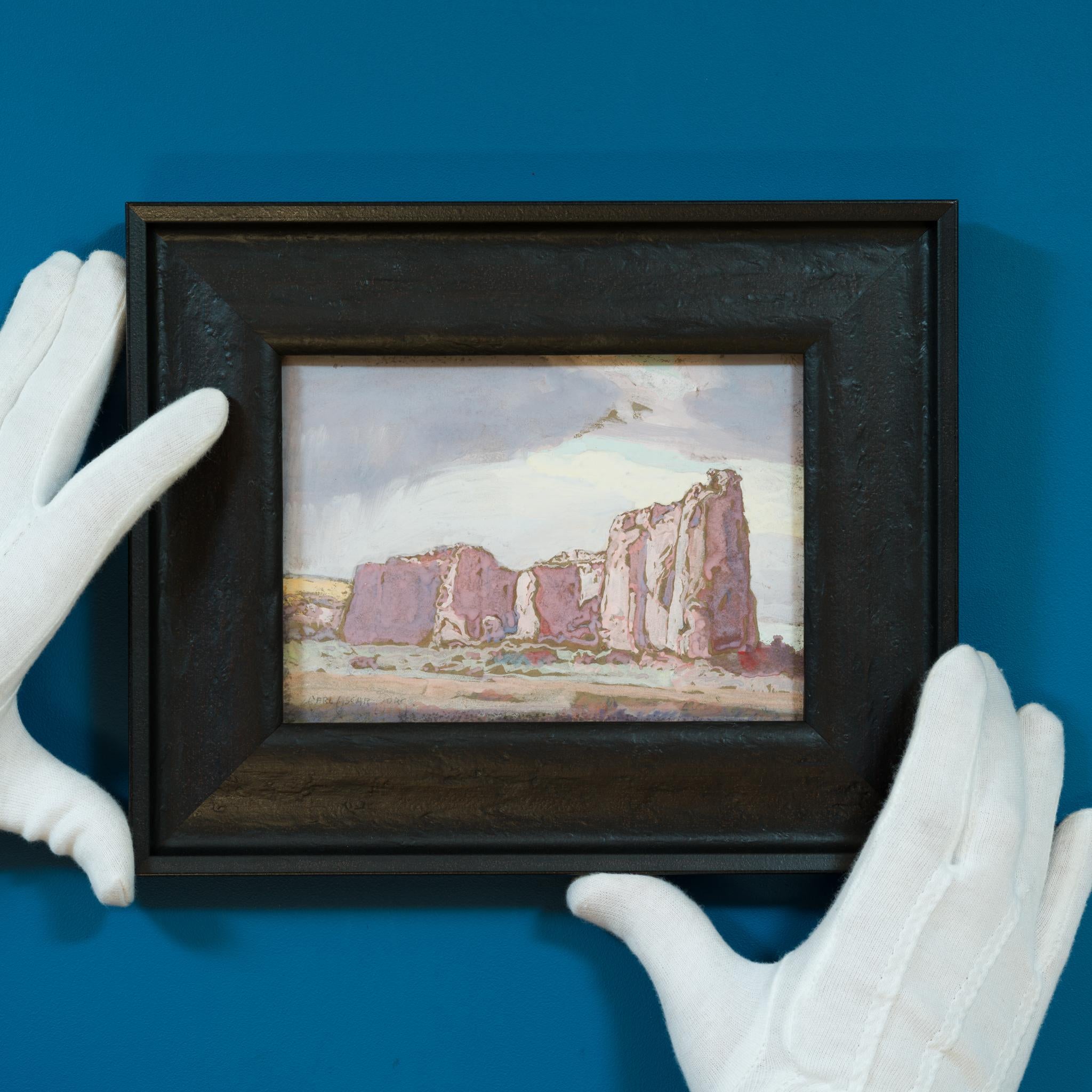 Inschrift Rock, New Mexico - Southwest Light in Gouache von Carl Oscar Borg im Angebot 2