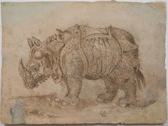 Disegno bifacciale del 1709 di Dürer - Rinoceronte e Ippopotamo