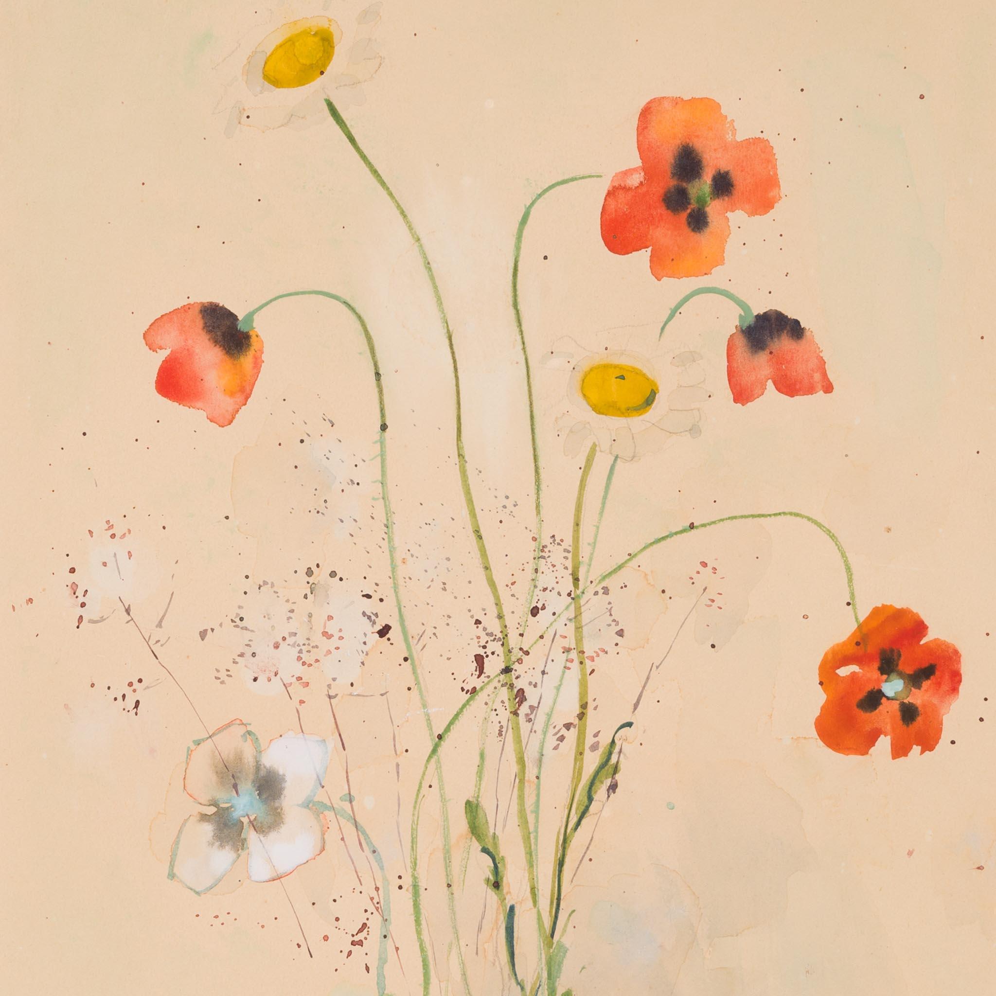 Poppies and Daisies, 1951 - A Rare Scandinavian Floral Impression 3