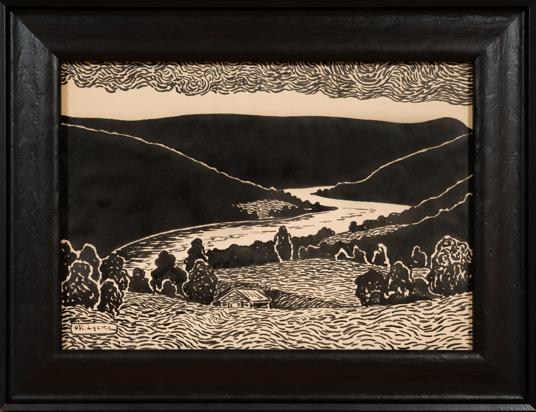Calma serale lungo il fiume del Nord - Art Romantico di Oscar Lycke