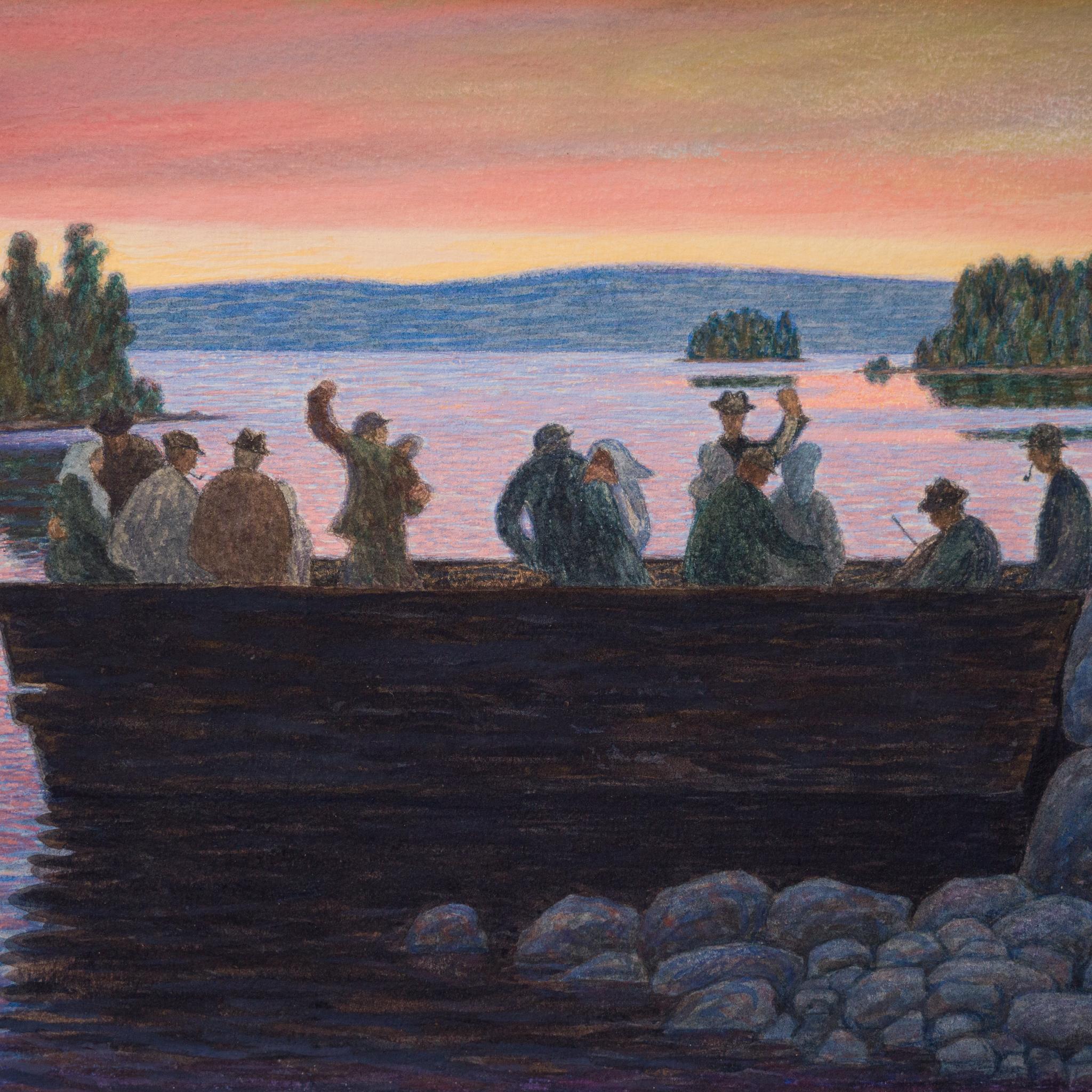 Magica danza estiva al tramonto - Acquerello di Hilding Werner (1921) in vendita 3