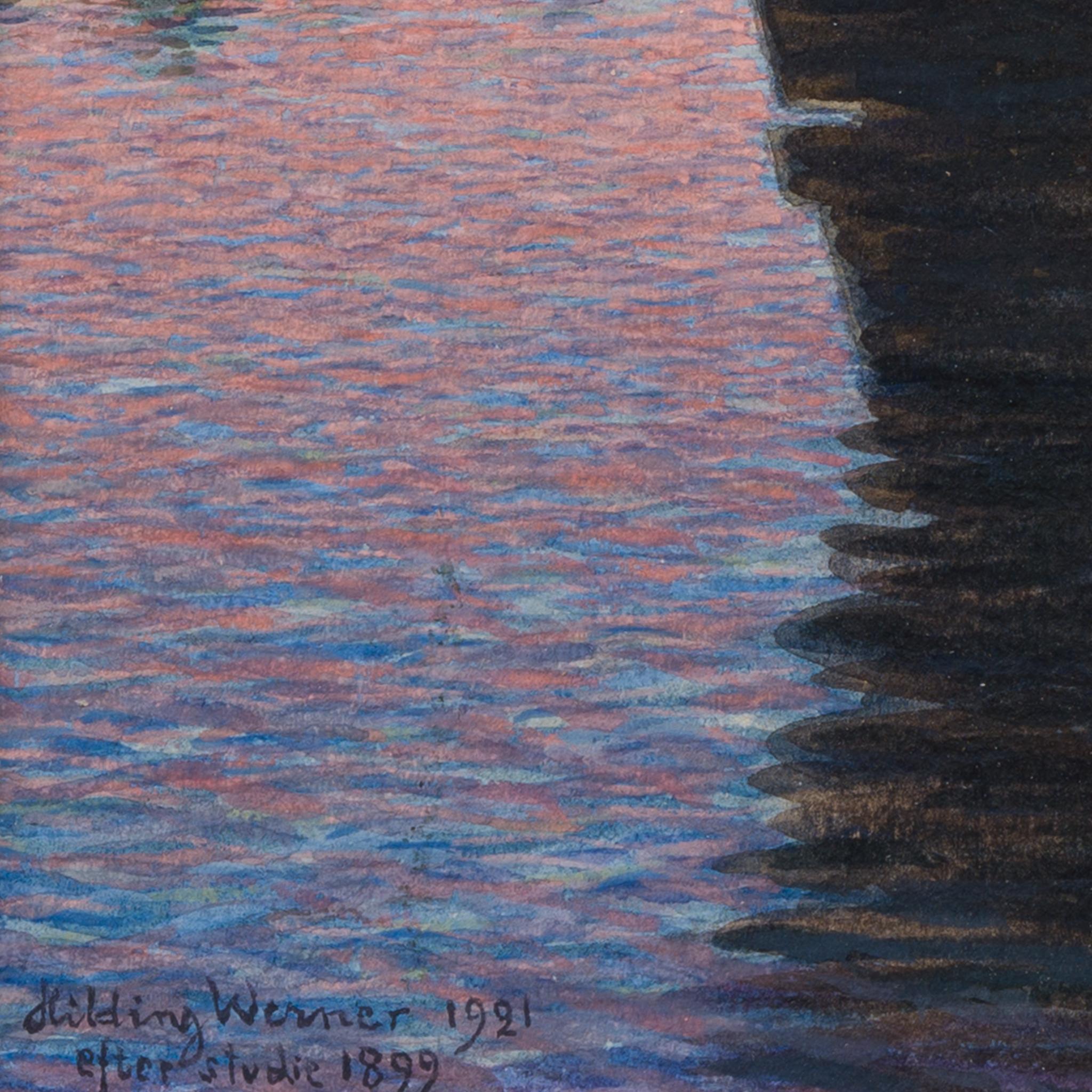 Magica danza estiva al tramonto - Acquerello di Hilding Werner (1921) in vendita 4