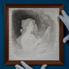 Sarah Bernhardt in Profile – Drawing by August Hagborg