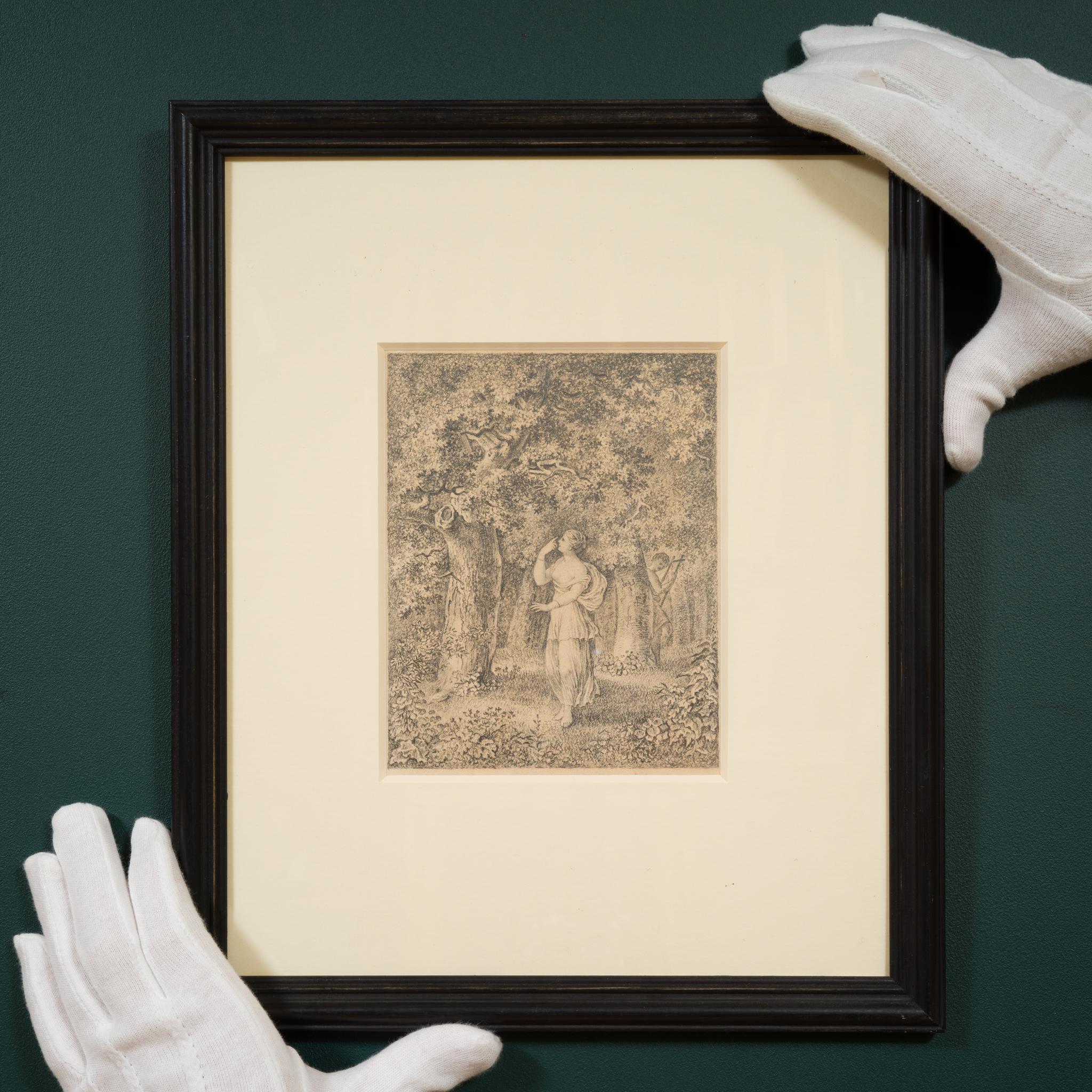 Original pencil Drawing Depicting Apollo and Daphne From 1807 - Art by Jonas Carl Linnerhielm