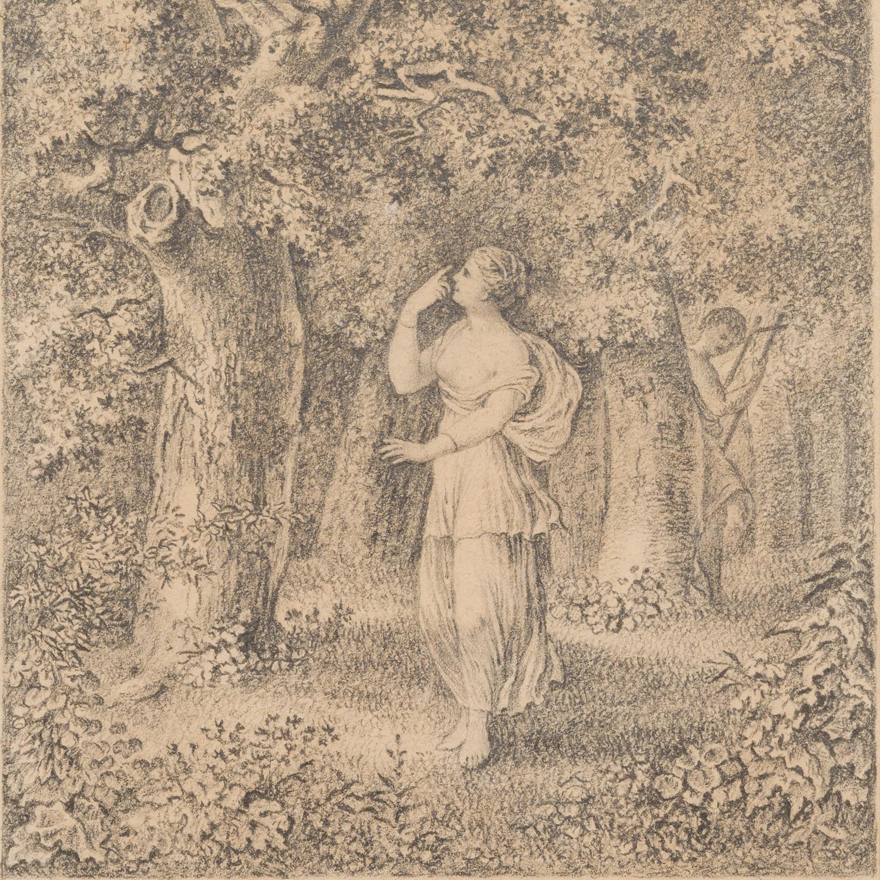 Jonas Carl Linnerhielm (1758–1829)

Apollo and Daphne
Signed and dated “J. C. L. 1807”
Pencil on cardboard 18.4 × 14.2 cm (7 ¼ × 5 ⅝ in);
image 16.8 × 13.2 cm (6 ⅝ × 5 ¼ in)
framed 36.5 × 30 cm (14 ⅜ × 11 ¾ in)

Provenance: Fritjof Hazelius