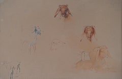 Studies of Goat Heads and Figures, Cairo (c. 1871)