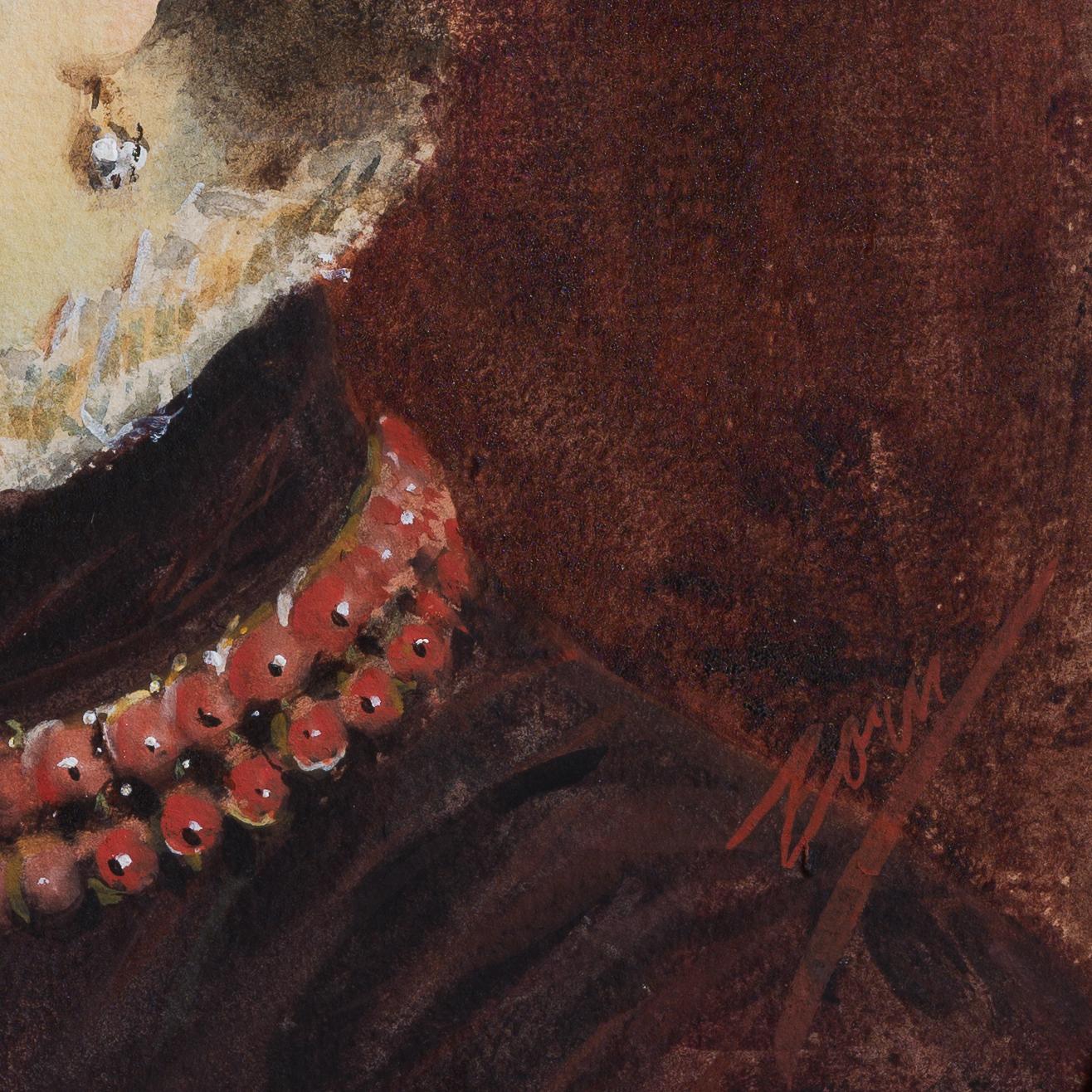 Portrait de Mme Veronica Heiss avec une parure de cheveux et un collier en corail, 1883 en vente 3