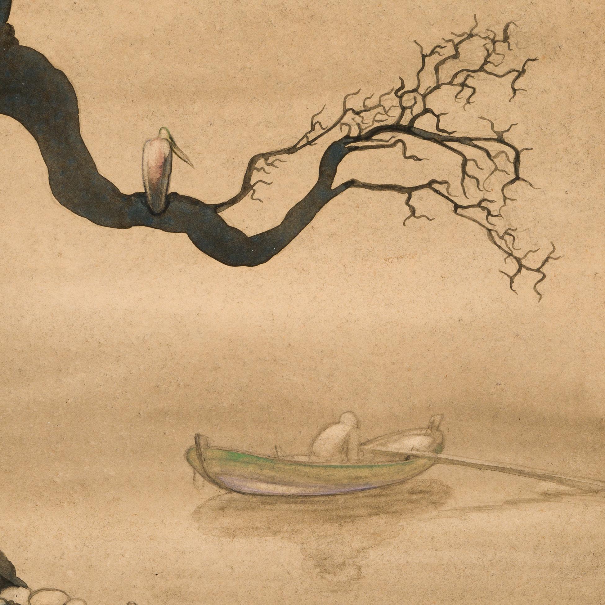 Rameur dans un paysage étrange est une illustration à l'aquarelle et à l'encre de 1929 de l'artiste suédois Einar Norelius. Créé pour le 22e numéro de Bland tomtar och troll, le précieux recueil annuel de contes de fées publié à chaque Noël depuis