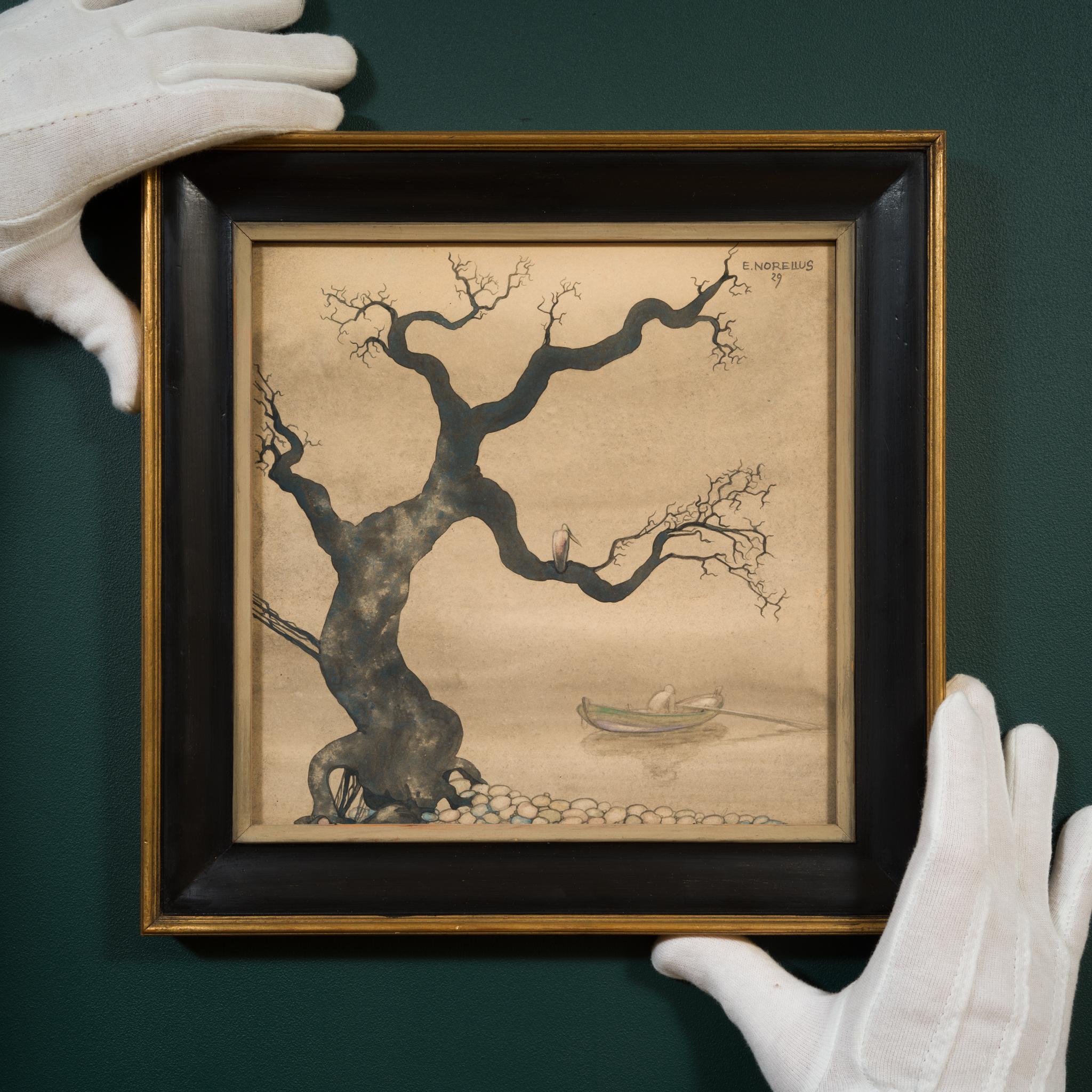 The Row dans un paysage inquiétant, 1929 - Symbolisme Art par Einar Norelius