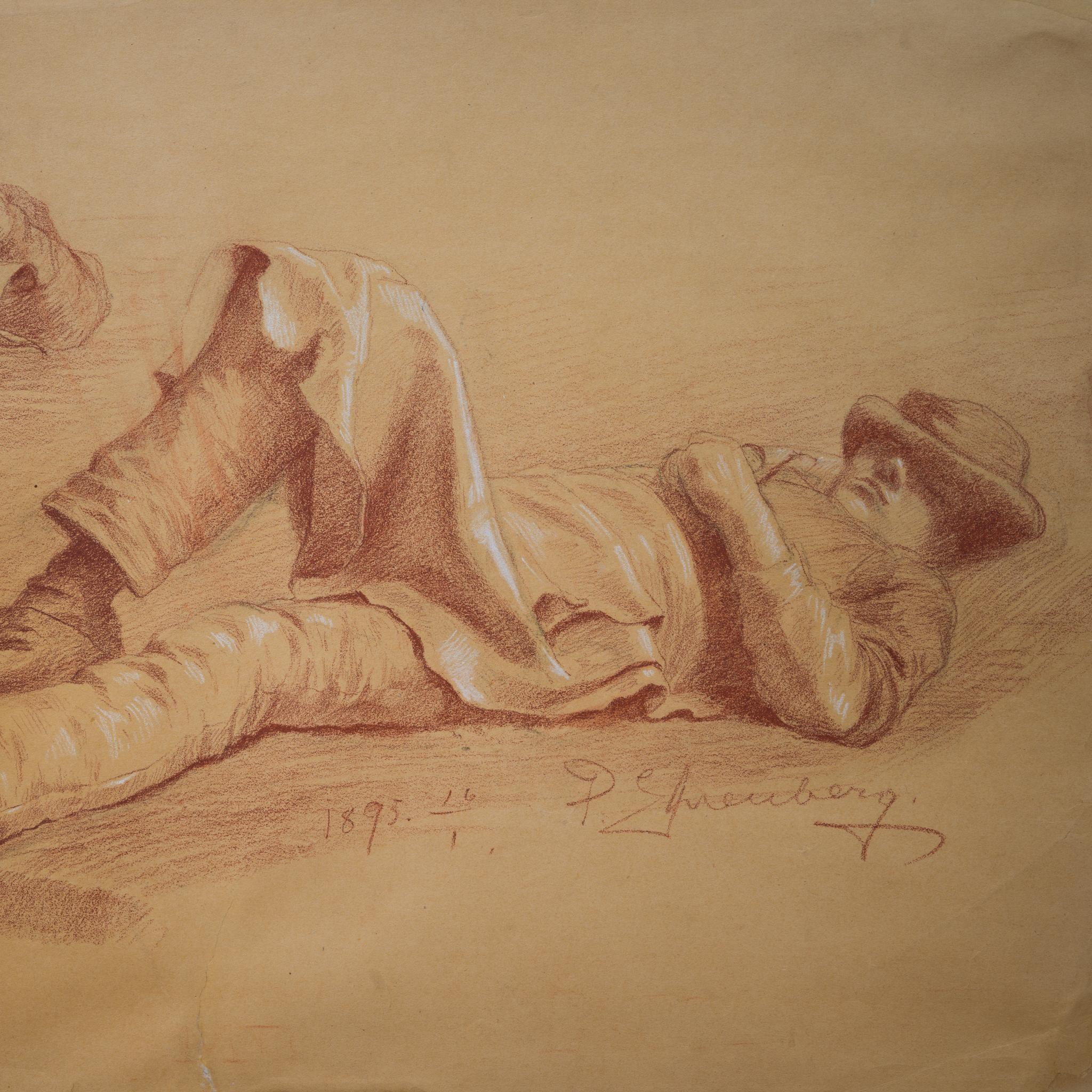 Jeunesse endormie, 1895 - Premières études académiques de Paul Ehrenberg, âgé de 19 ans en vente 5