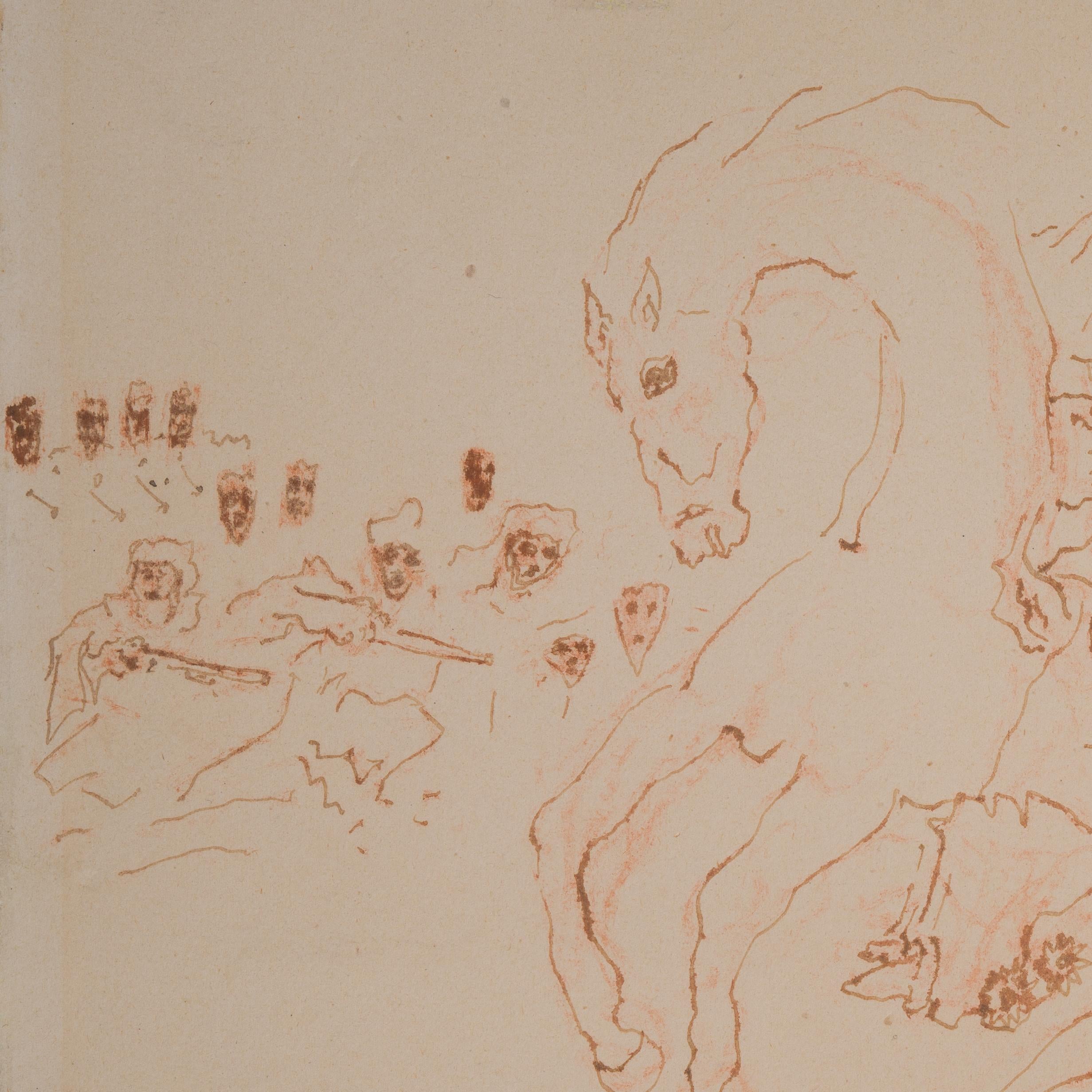 El dibujo de Carl Fredrik Hill El rey Gustavo Adolfo en la batalla de Lützen es una reimaginación visionaria de un famoso acontecimiento histórico. La composición se centra en el rey sueco en medio del caos de la batalla de 1632, representada no con