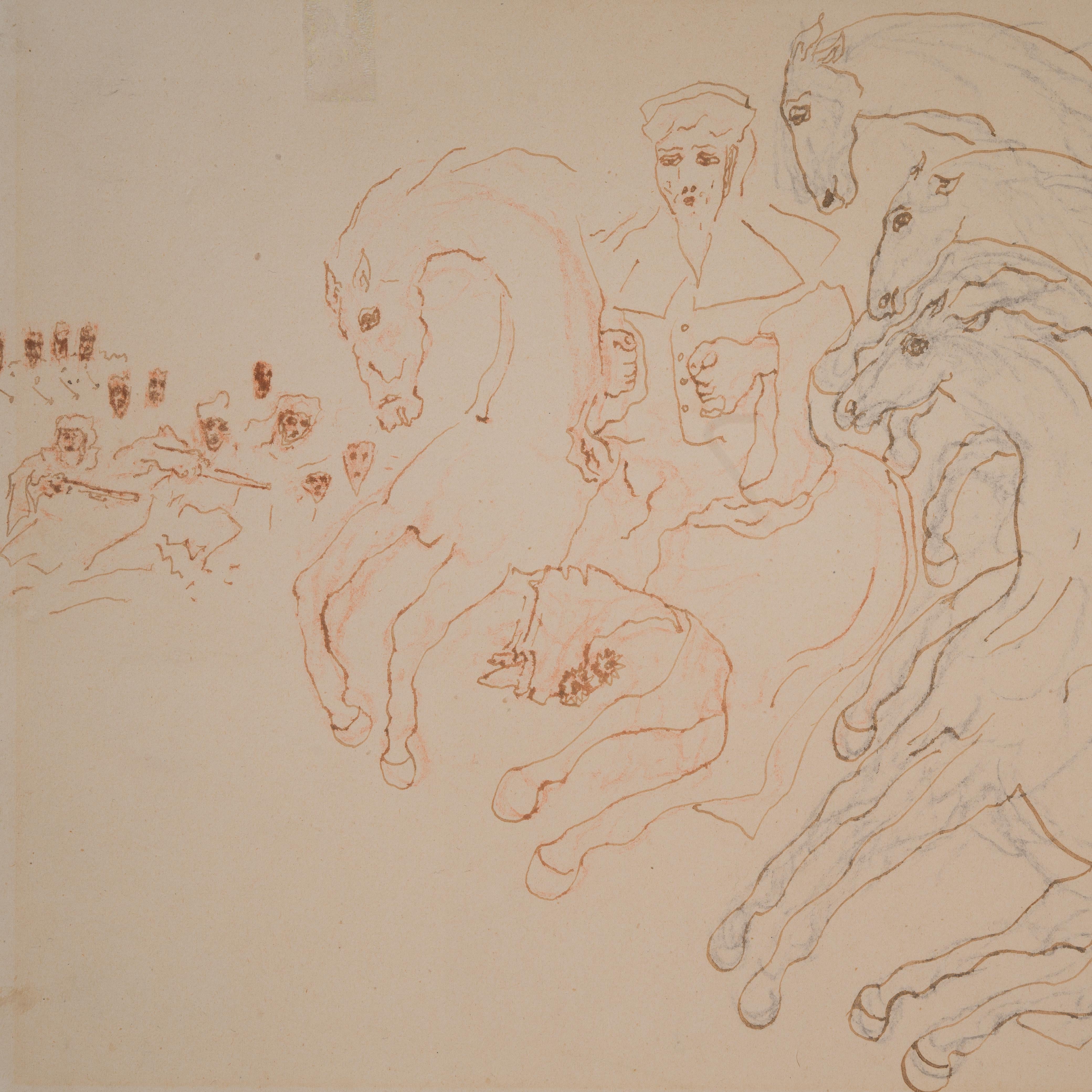 El rey Gustavo Adolfo en la batalla de Lützen - Figurative Painting Negro de Carl Fredrik Hill