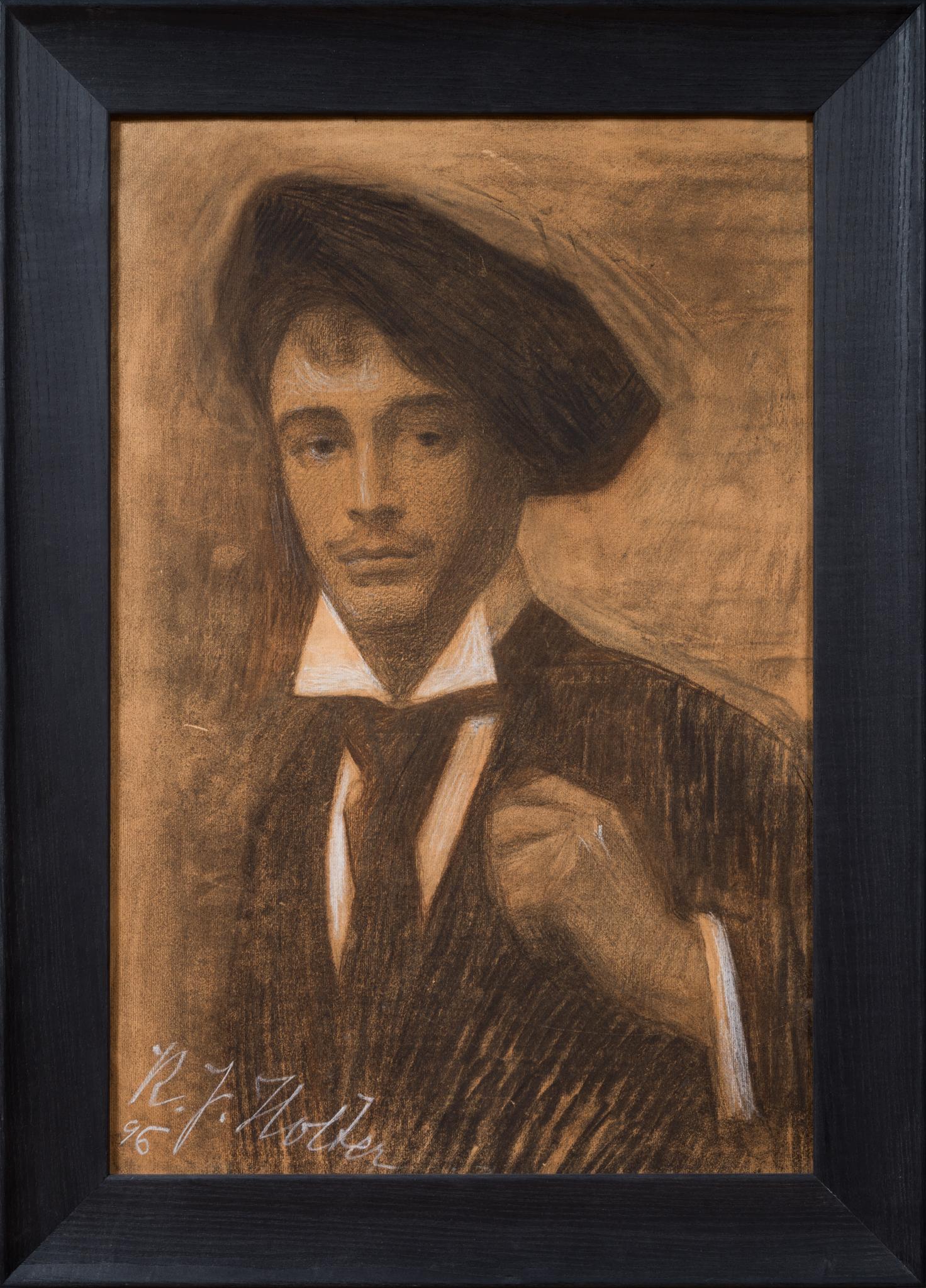 Retrato de un joven con boina, 1896 - Mixed Media Art Simbolista de Karl Johan Holter