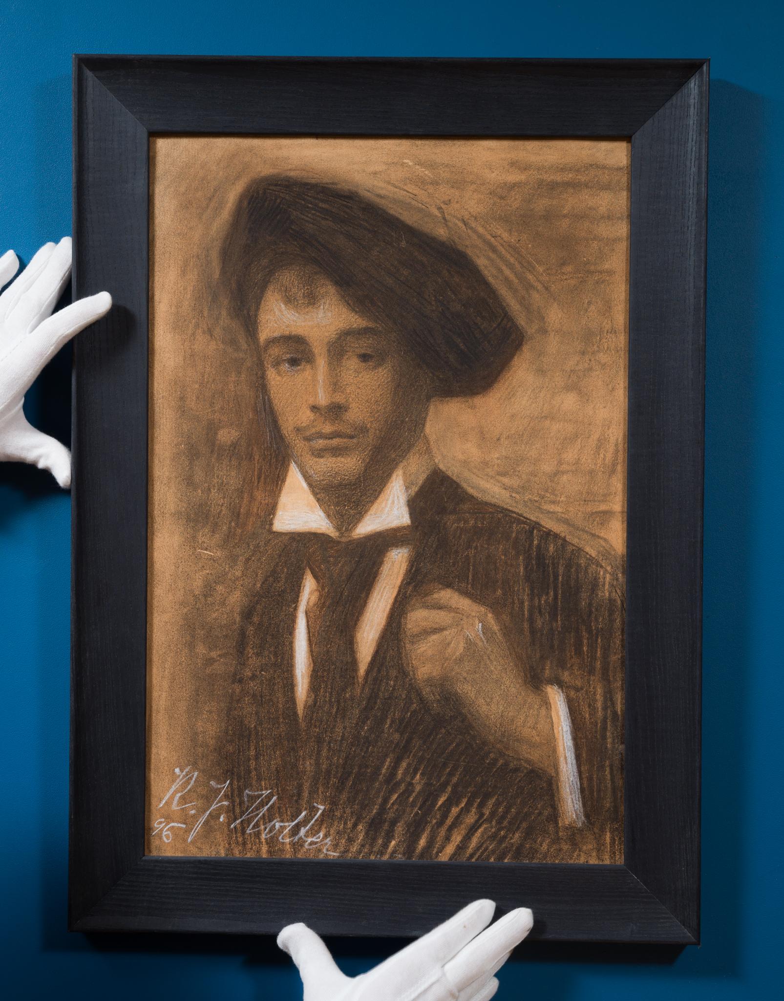 Karl Johan Holter (Noruega, 1870-1960)

Joven con boina, 1896

tiza y realce blanco sobre papel, papel montado sobre tabla
aprox. 58 × 39 cm (sin enmarcar) / 22.8 × 15.4 in
firmado y fechado abajo a la izquierda: K.J. Holter 96

Ensayo:
Este