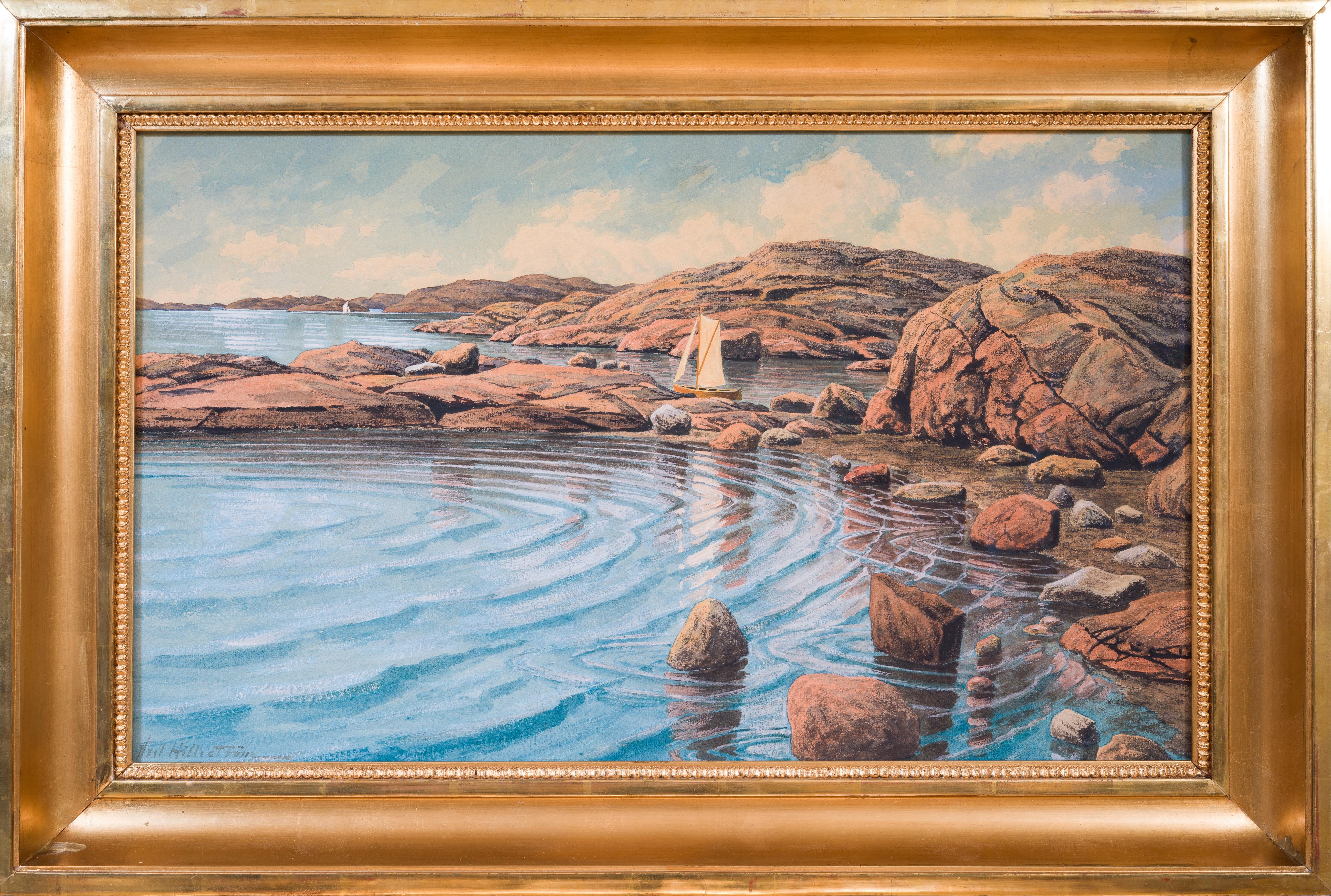 West Coast Archipelago Watercolor on Paper, Signed, Circa 1910-1920