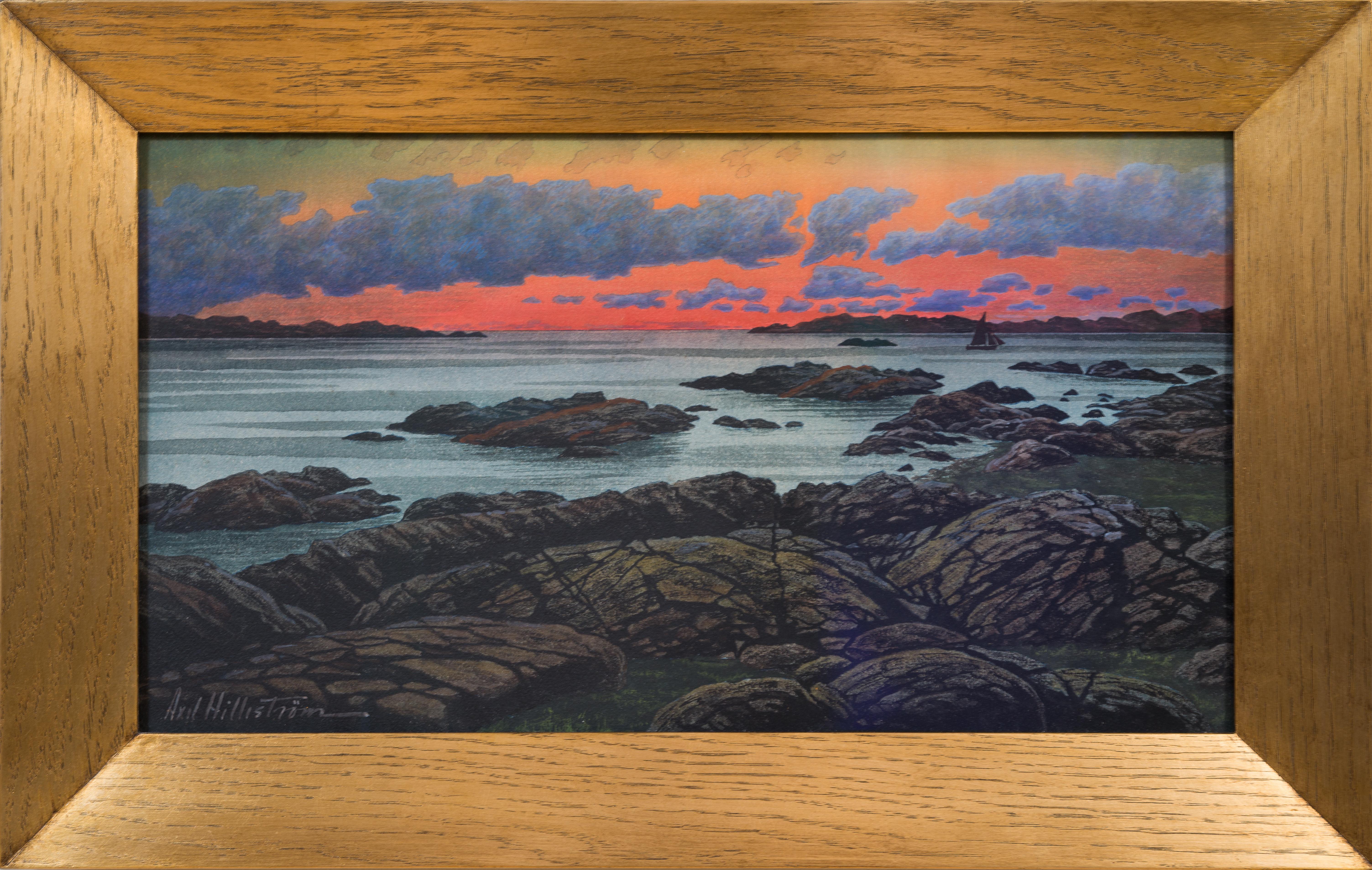 Axel Hilleström Landscape Art - Swedish West Coast Sunset, c. 1920
