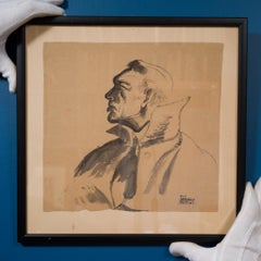 Swedish Expressionist Portrait in Profile – Gunnar Torhamn