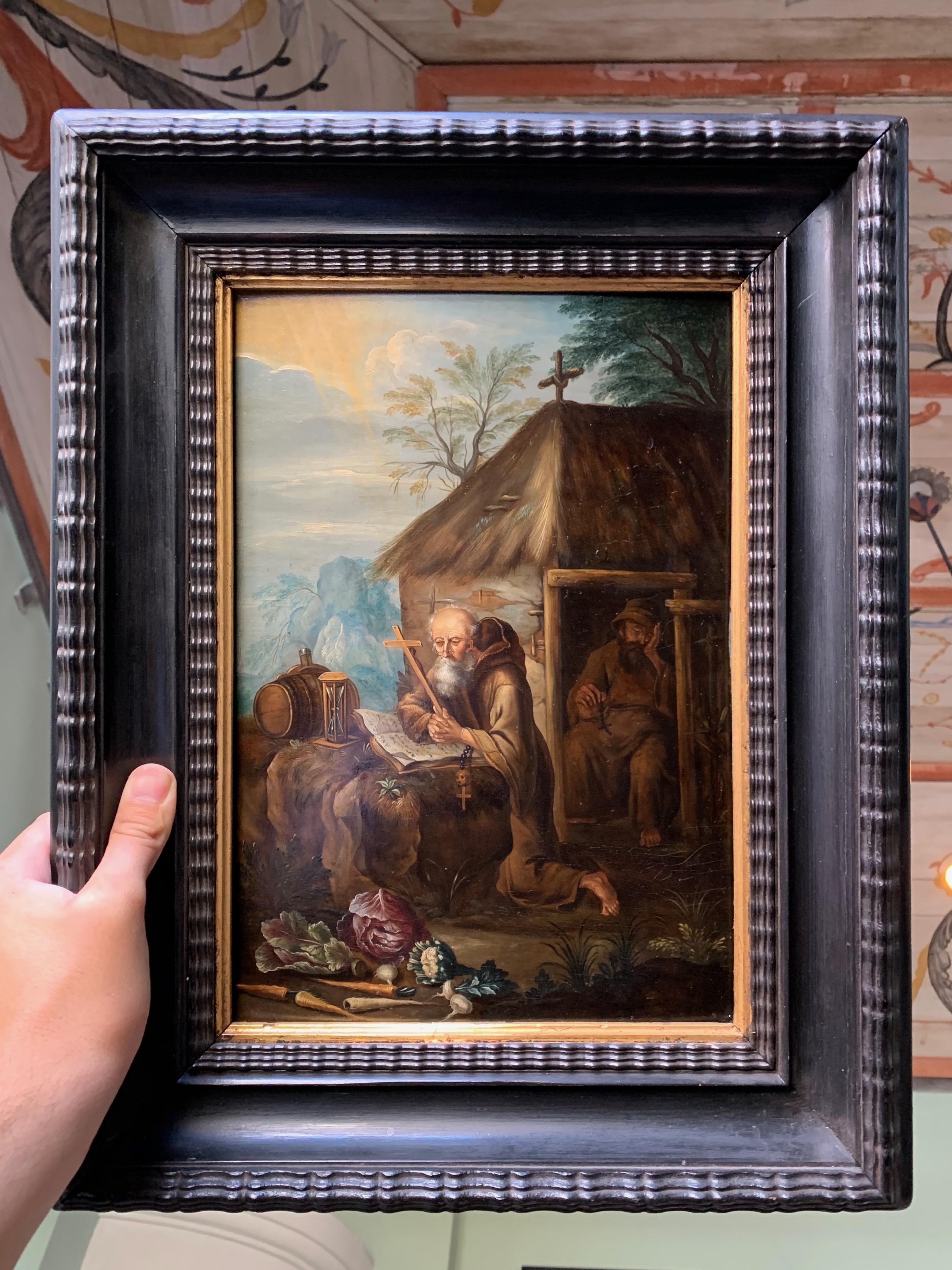 Saint Jerome in a Landscape by a Follower of Jan Van Staveren, Oil on Panel - Painting by (Follower of) Jan van Staveren