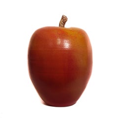 Big Red Apple Sculpture in Stoneware by Kjell Janson, Free Express Delivery