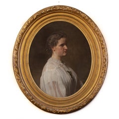 Antique Portrait of Alice Ritter by Ferdinand Fagerlin. Oil on Canvas