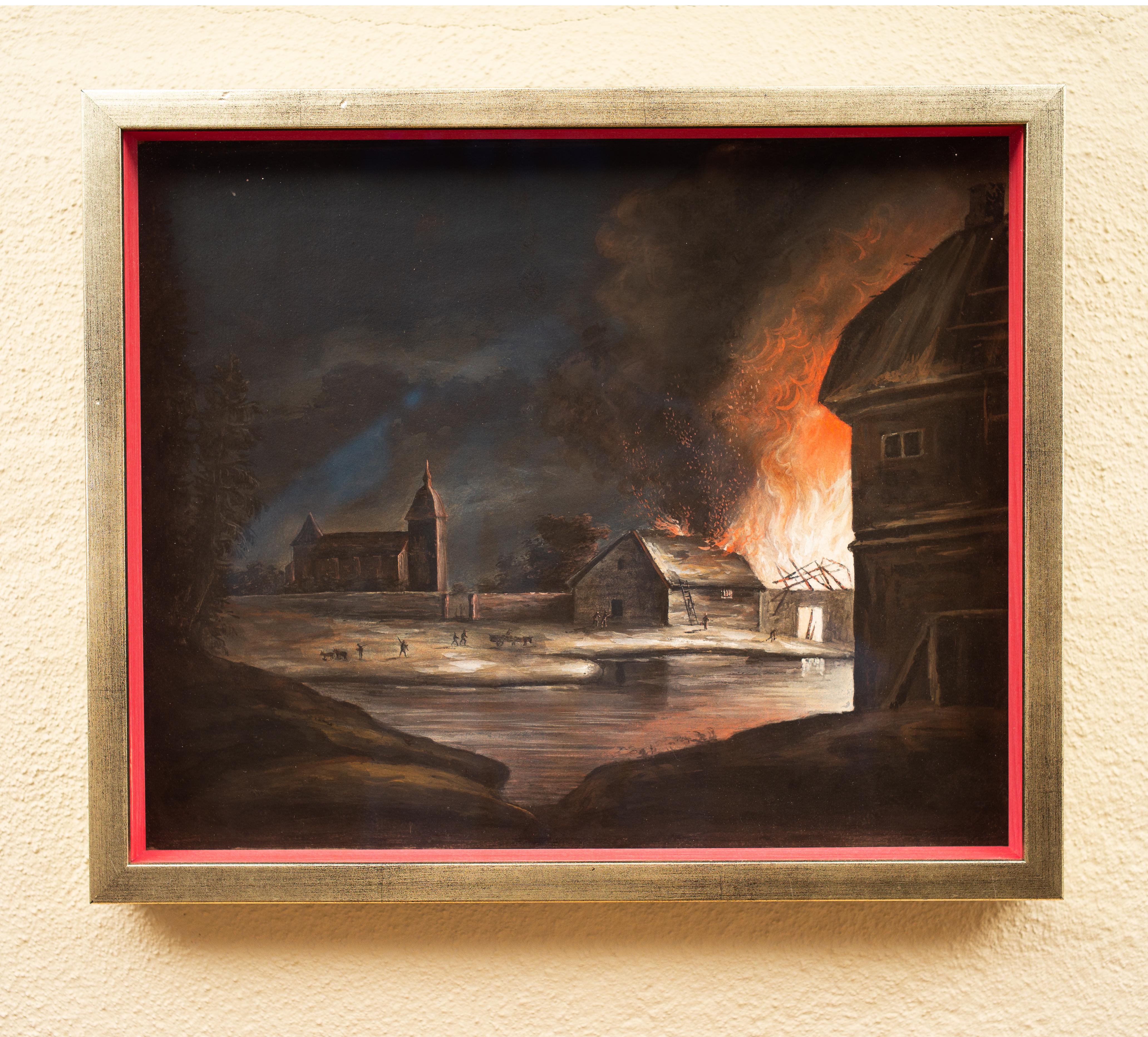 A Nocturnal Fire by Pehr Hilleström, Gouache on Paper 1