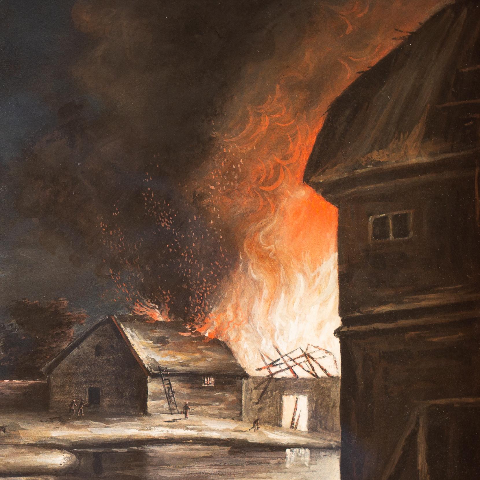 A Nocturnal Fire by Pehr Hilleström, Gouache on Paper 3
